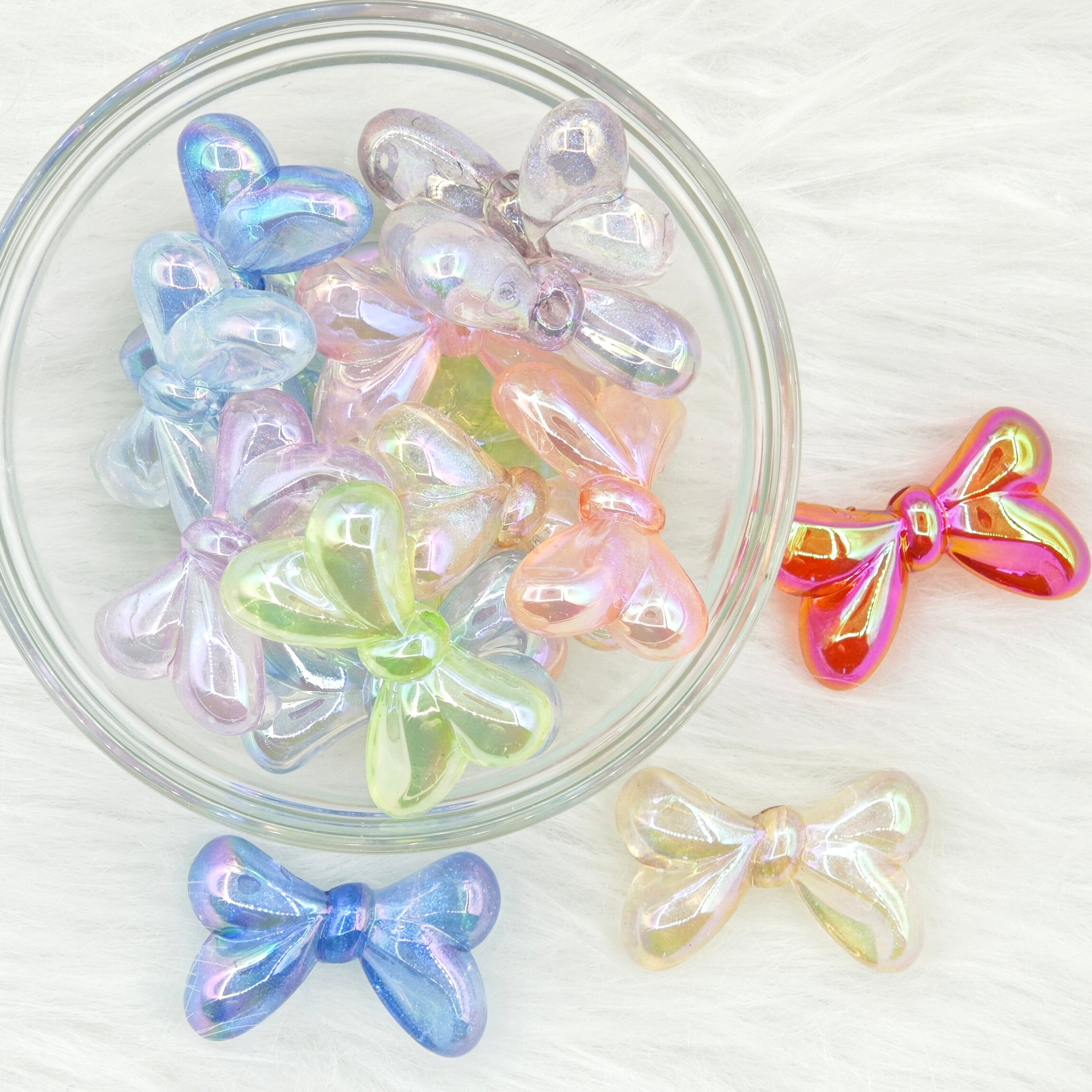 Clear mixed color of bows, Acrylic Beads