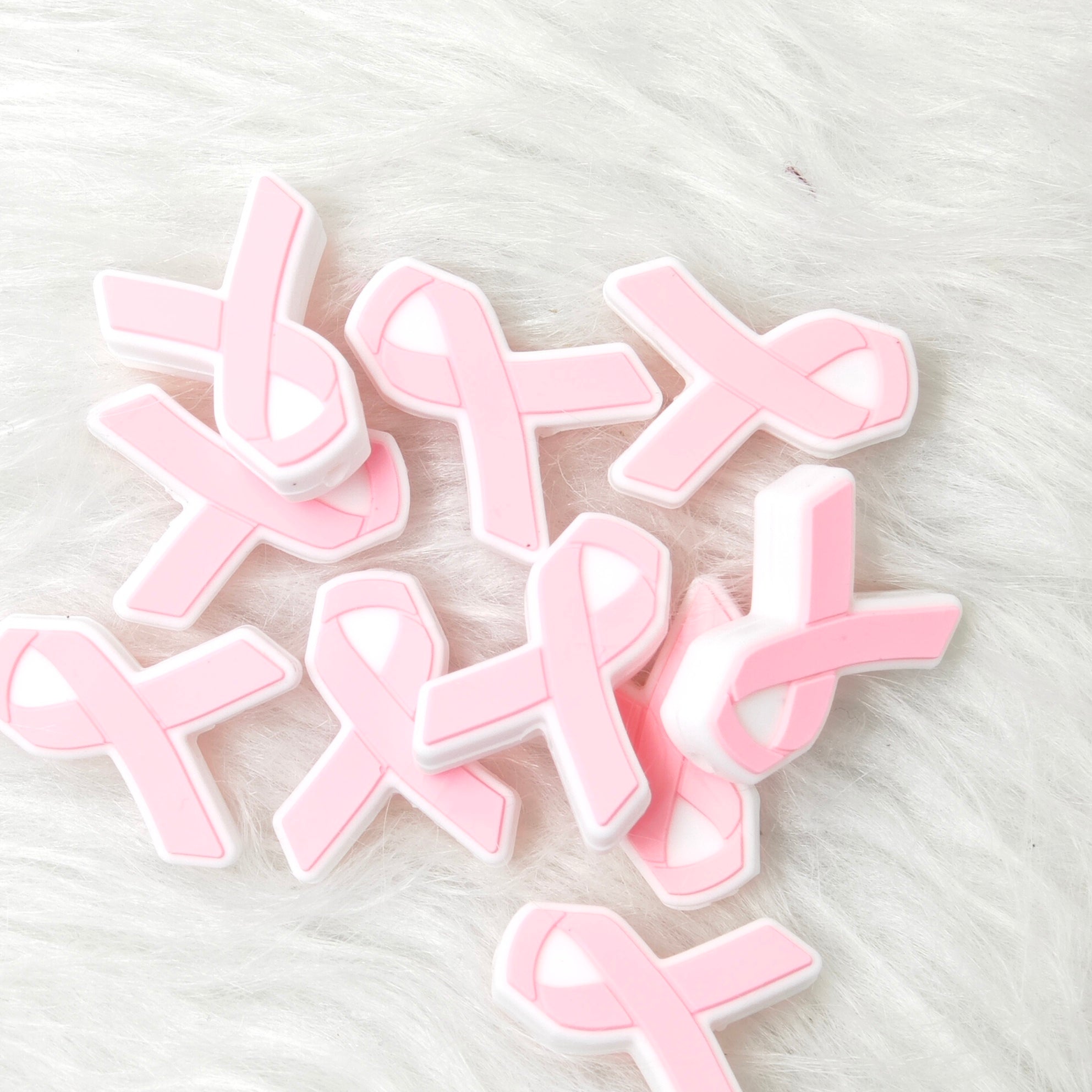 Pink Ribbon Shaped Focal Beads Silicone Focal Beads Wholesale Medical Focal Beads Nurse Focal Beads