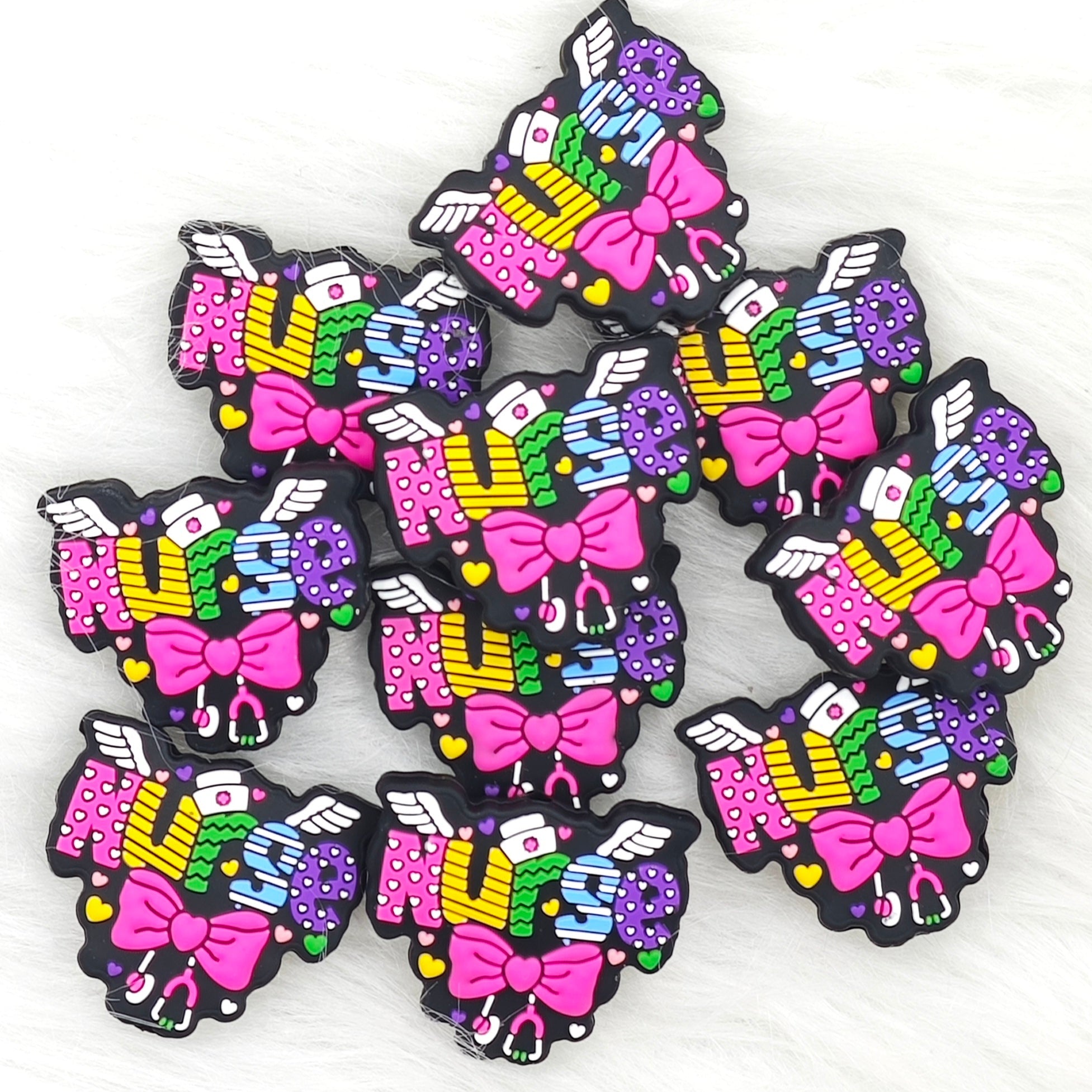 Nurse with bows and wings Silicone Focal Beads Wholesale