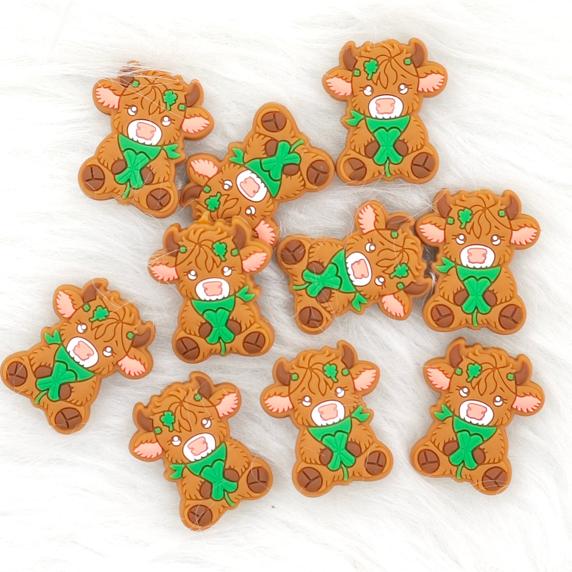 Saint Patrick's Day Cow Silicone Focal Beads Wholesale