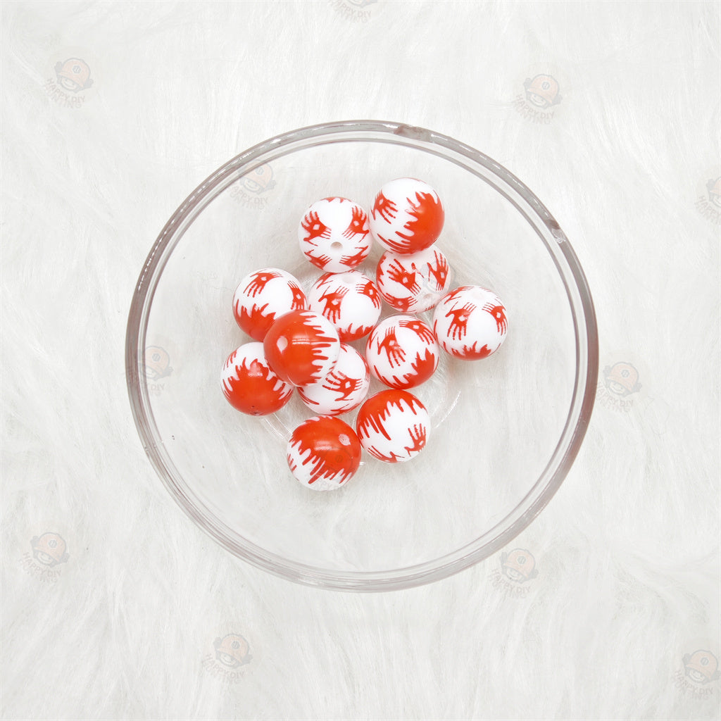15mm Bloody Hand Scary Silicone Beads 15mm