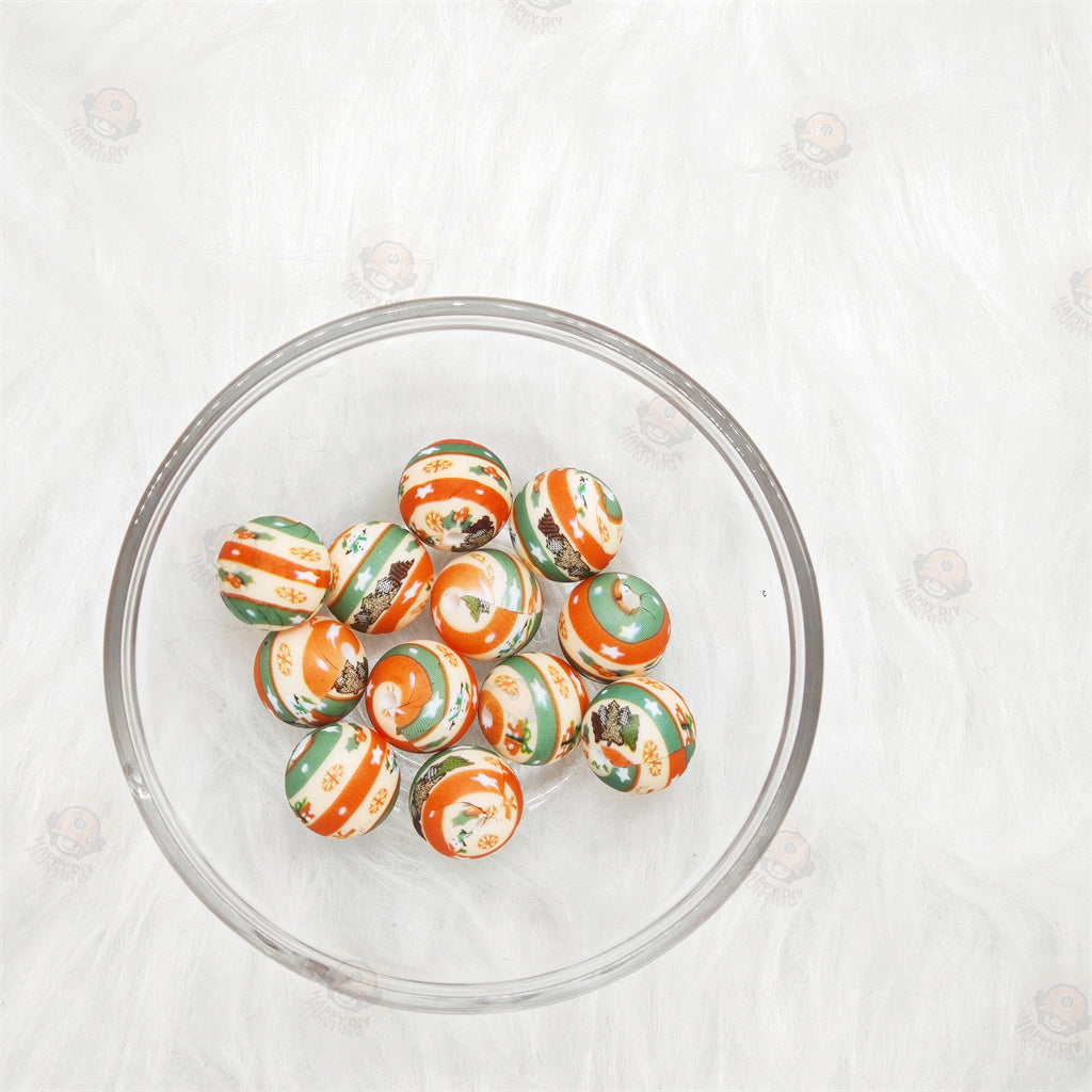 15mm Christmas Stars Pattern Printed Silicone Beads