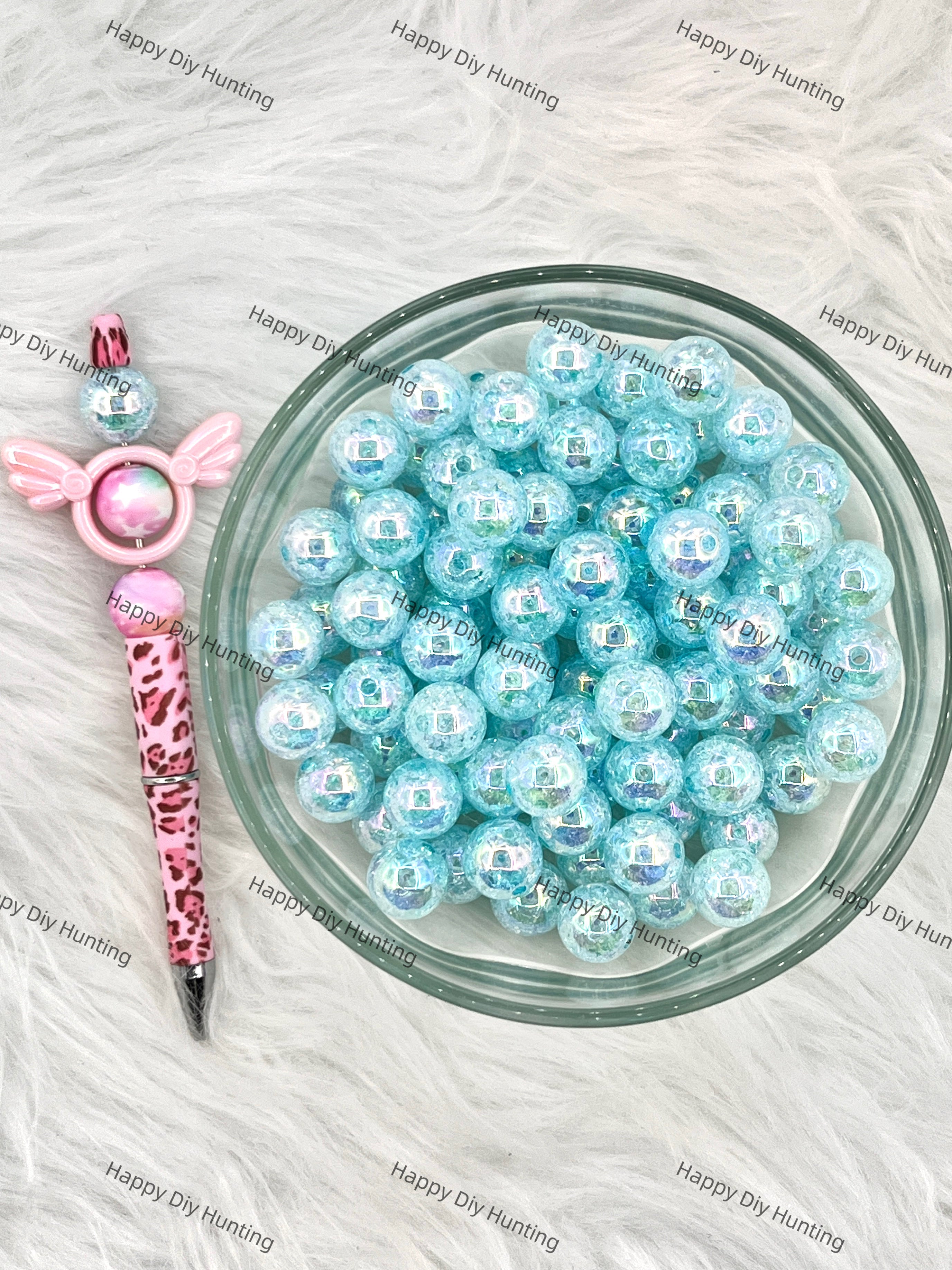 16mm Blue Shinny Round Acrylic Crackle Beads Wholesale