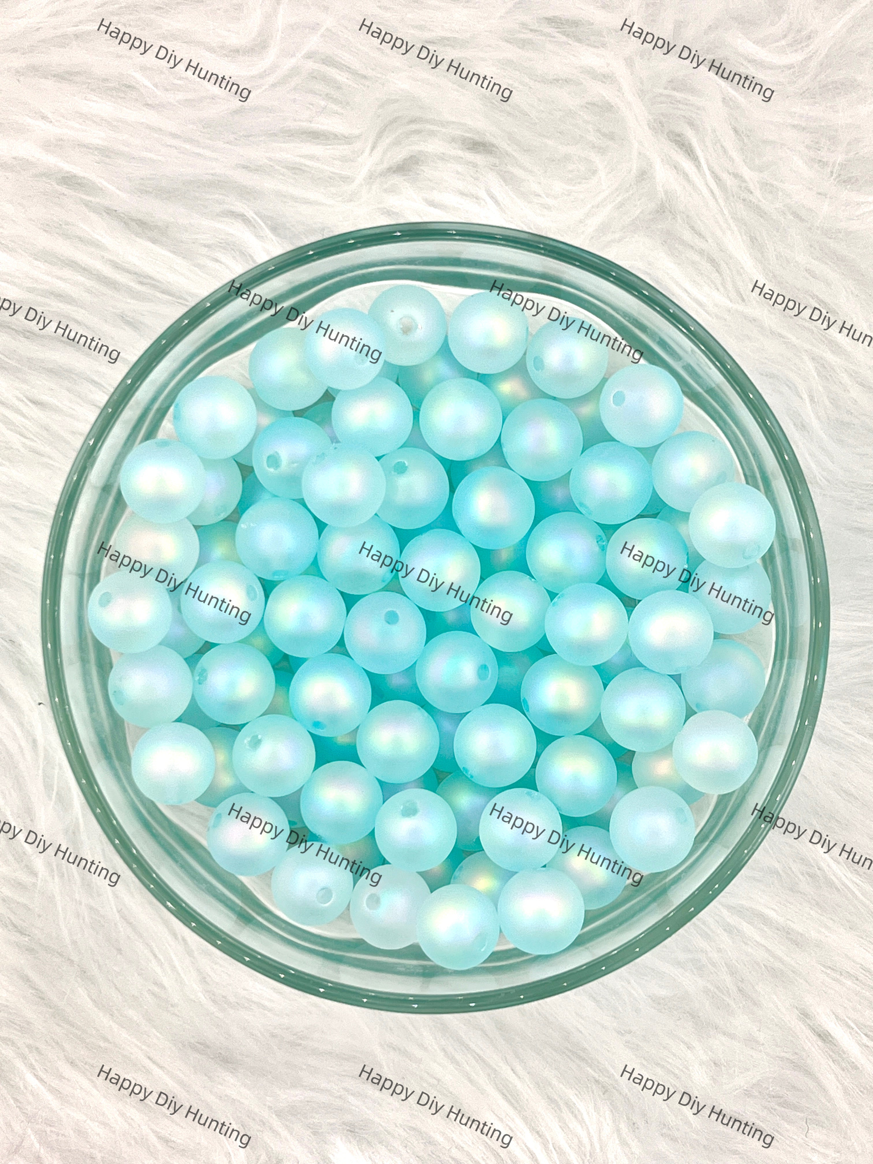 16mm Blue UV Finish Frosted Matte Cat Eye Round Acrylic Beads wholesale