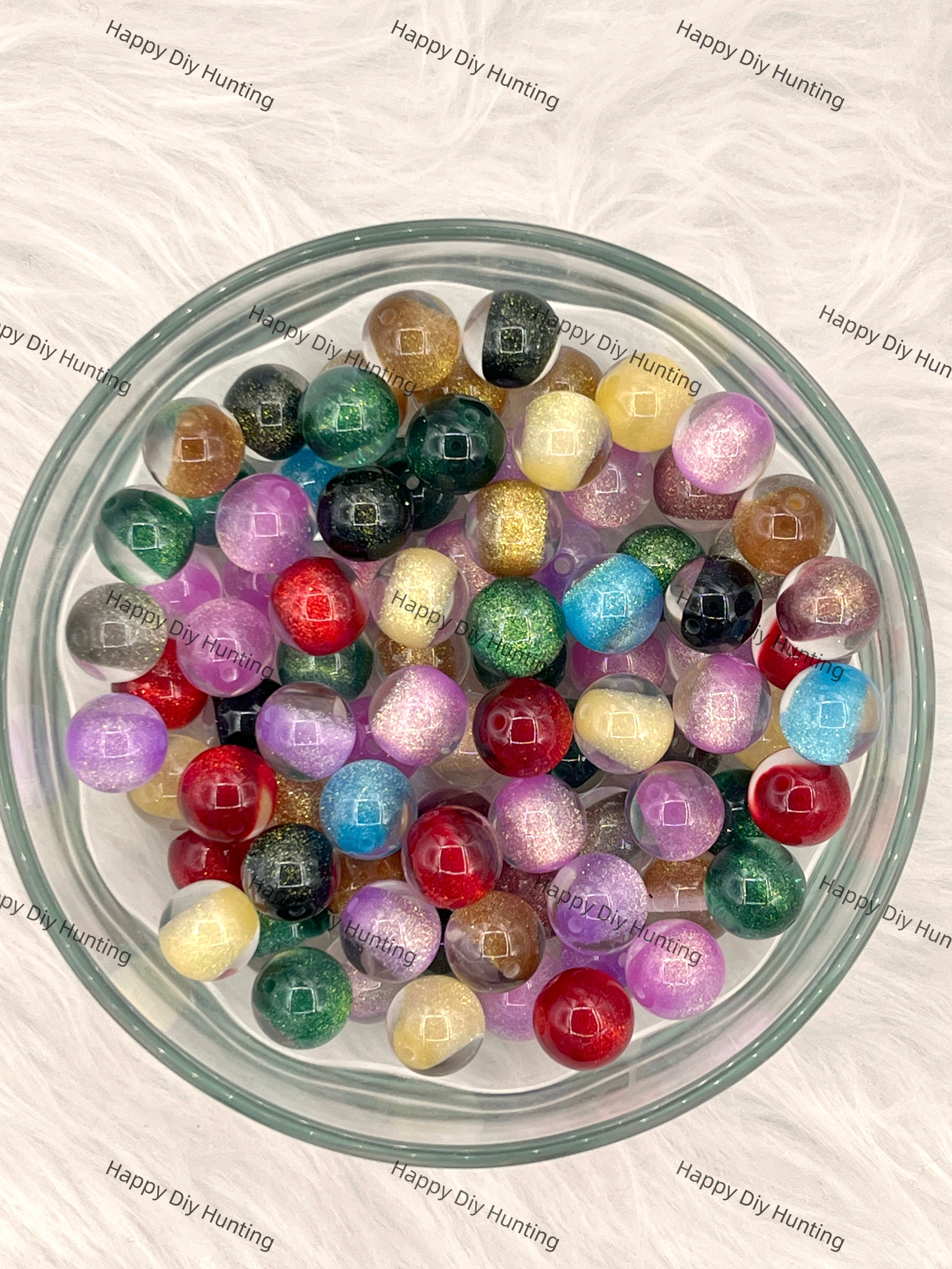16mm Colorful Mix Glitter Round Acrylic Beads Wholesale