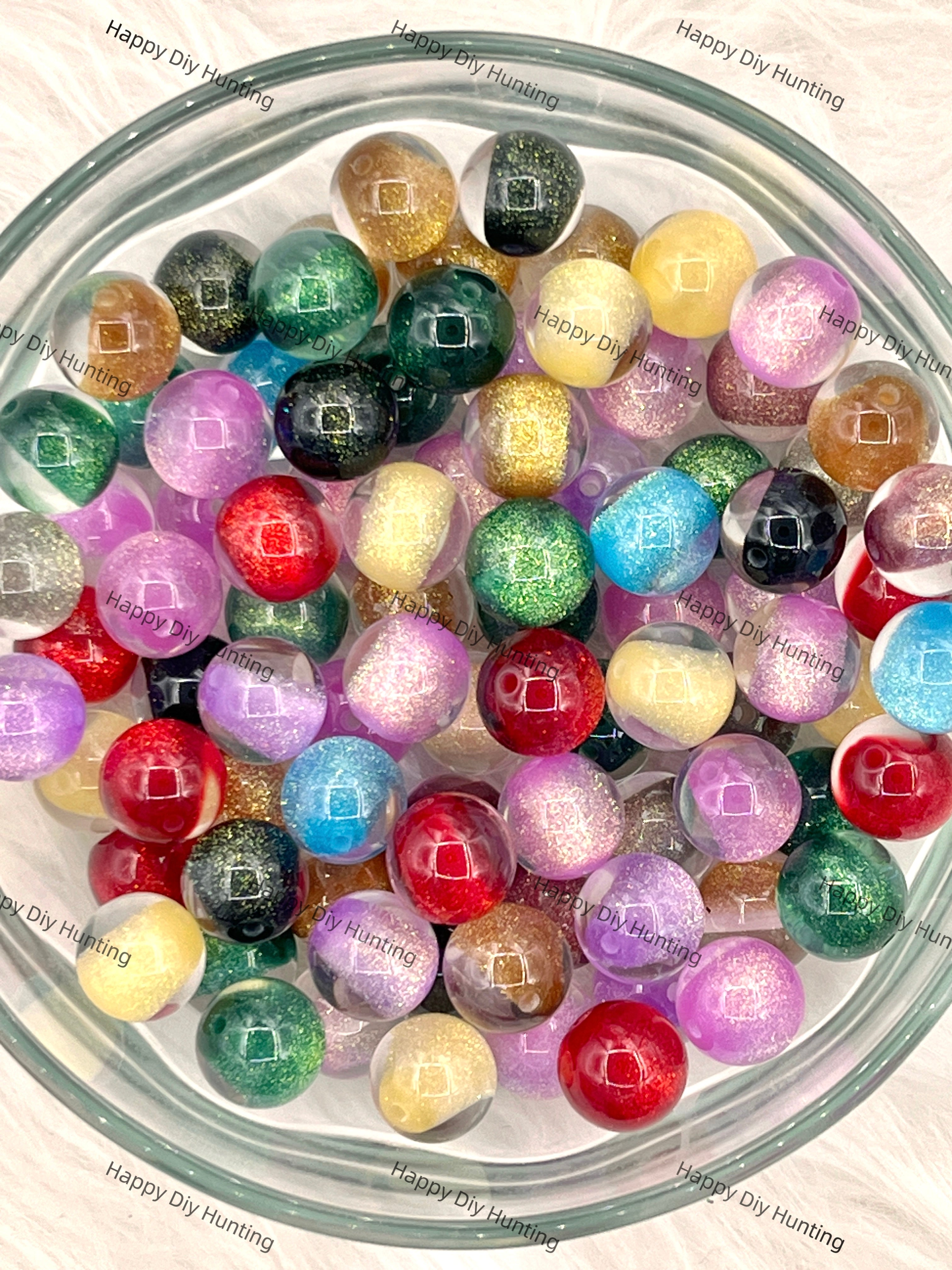 16mm Colorful Mix Glitter Round Acrylic Beads Wholesale