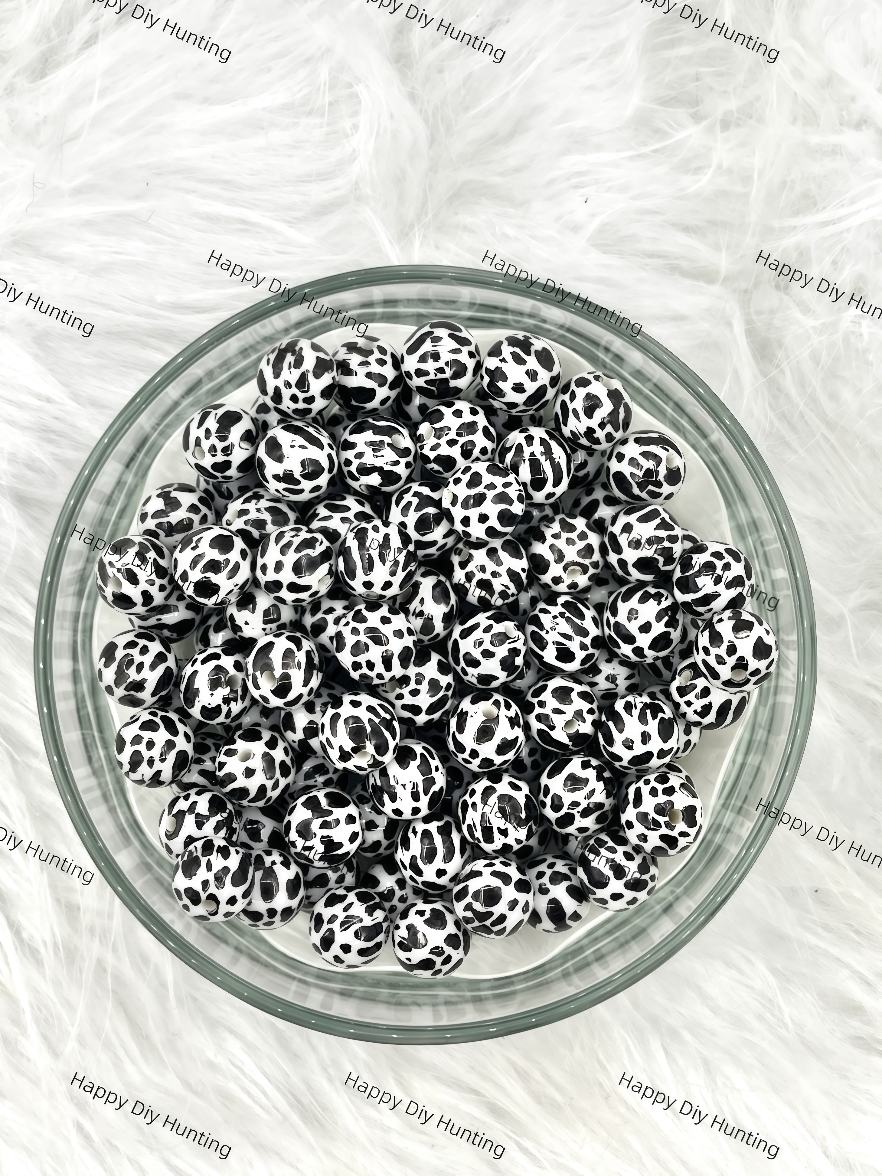 16mm Cow Print Round Acrylic Beads Wholesale