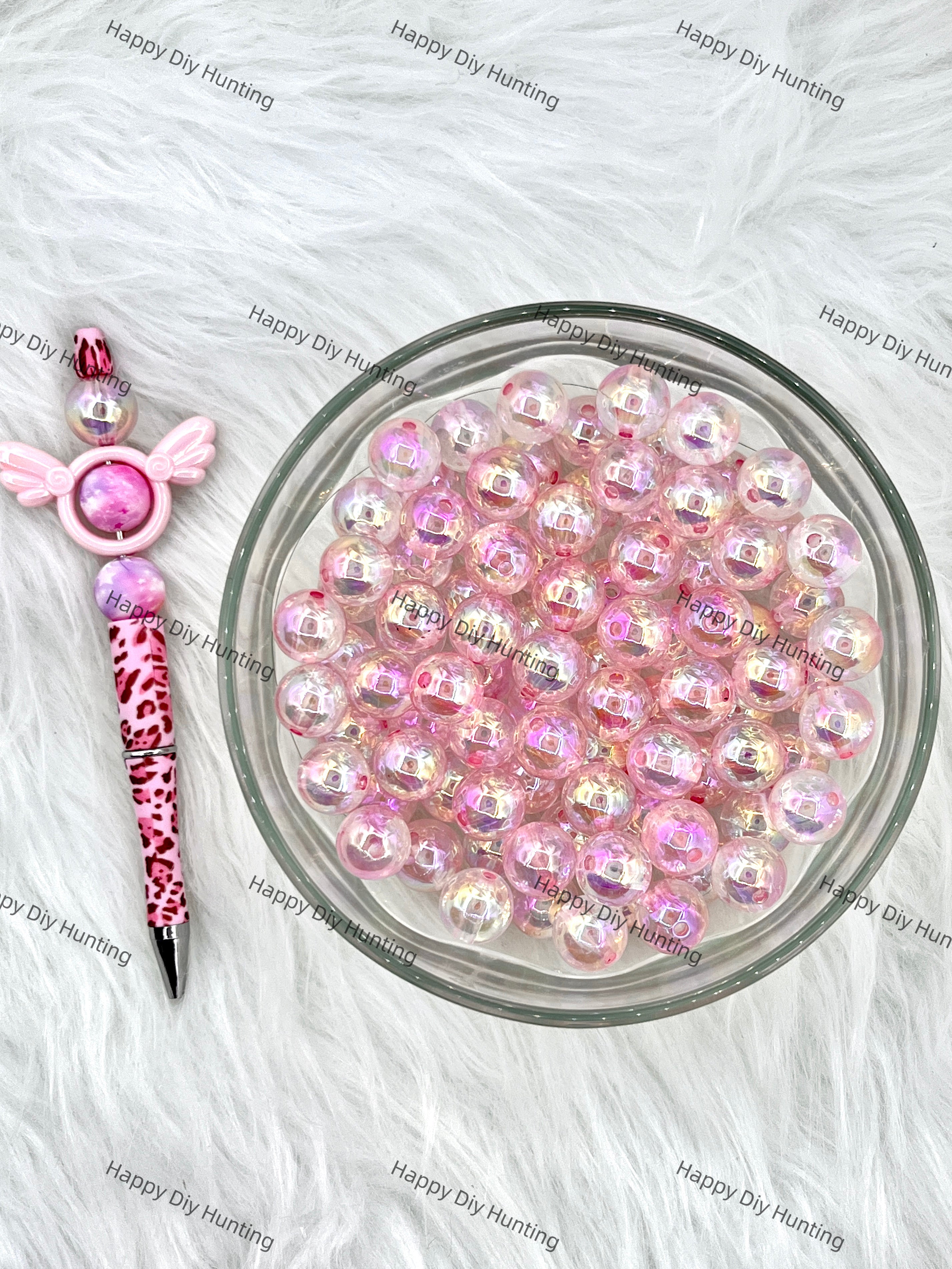 16mm Light Pink Clear Round Acrylic Beads wholesale