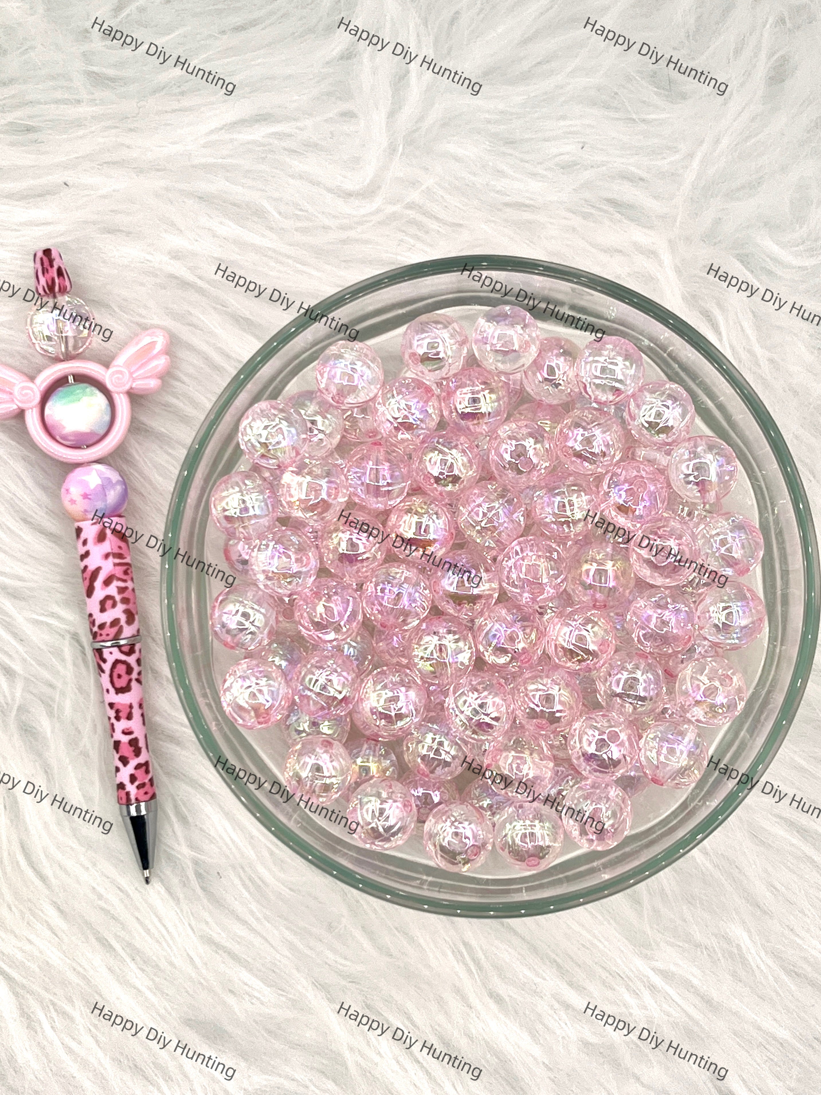 16mm Light Pink Disco Round Clear Acrylic Beads wholesale