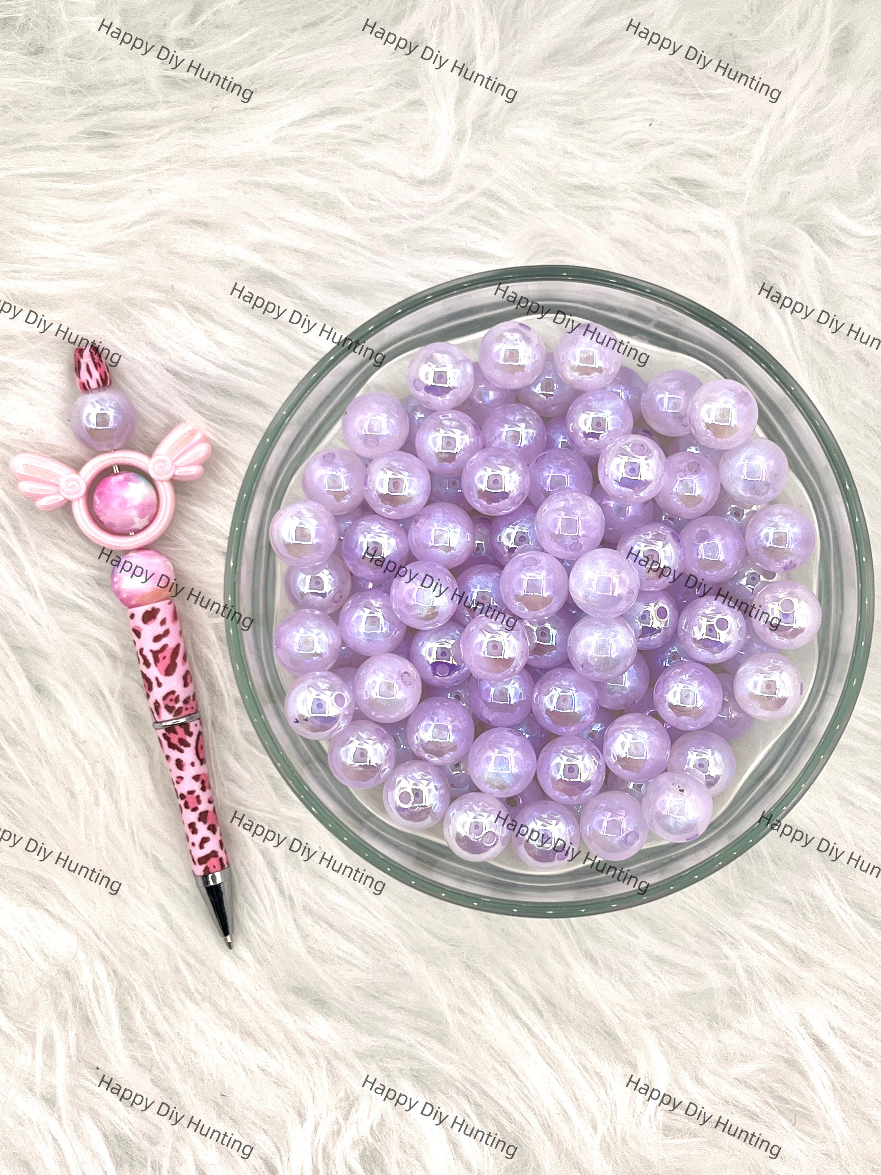 16mm Light Purple Shinny Round Acrylic Beads wholesale
