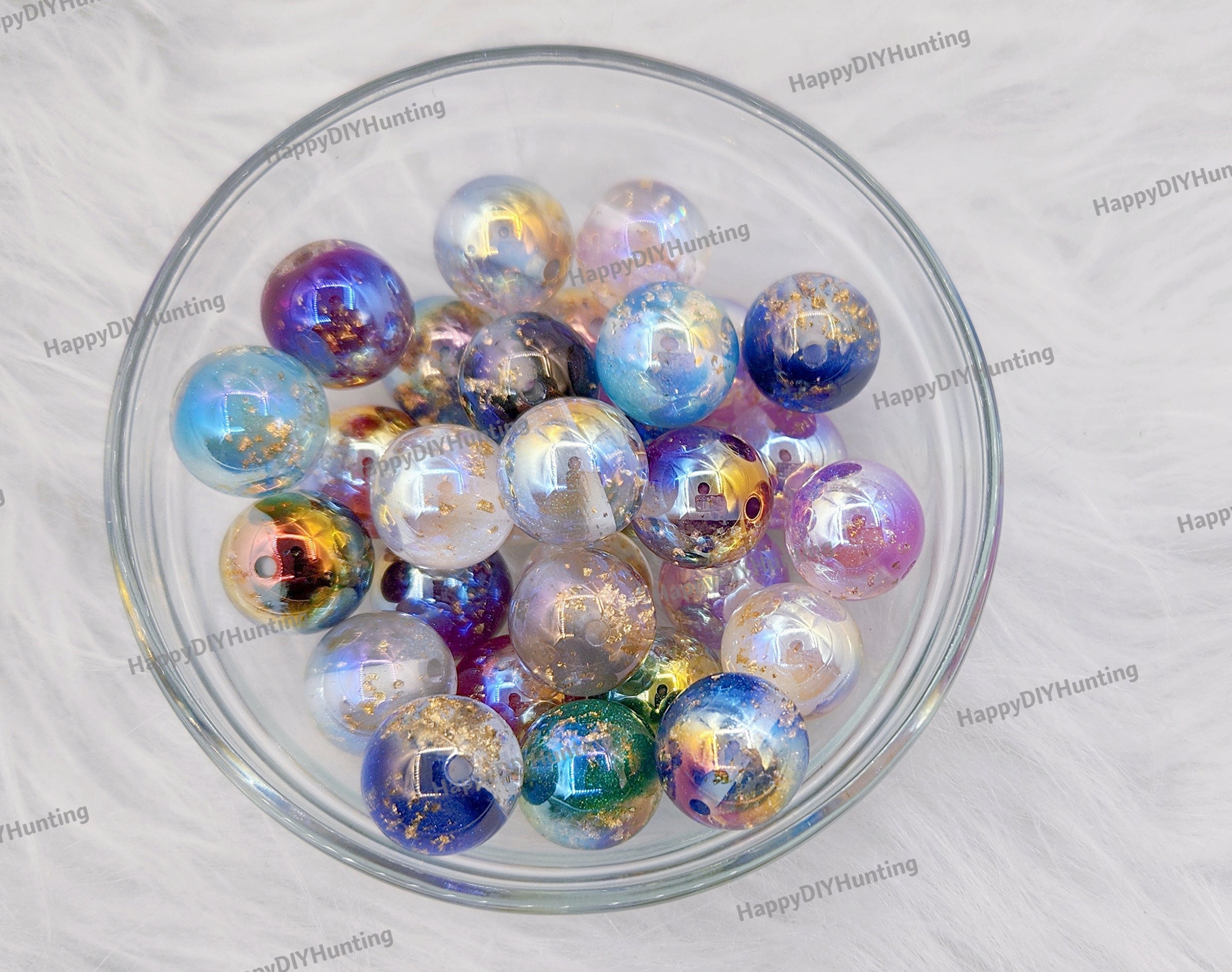 16mm,Muticolor Gold Foil  Round Acrylic Beads