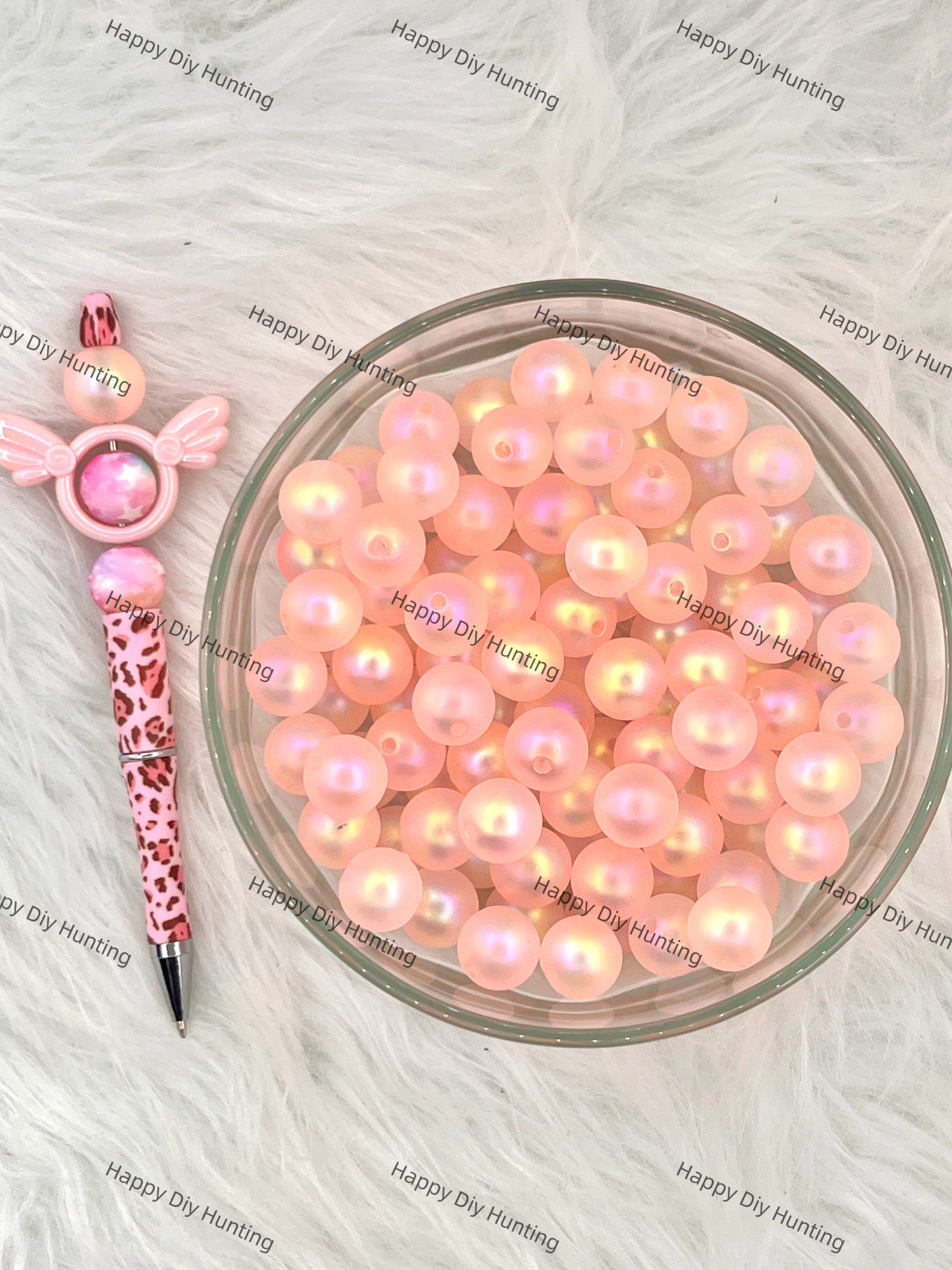 16mm Light Pink UV Finish Frosted Matte Cat Eye Round Acrylic Beads wholesale