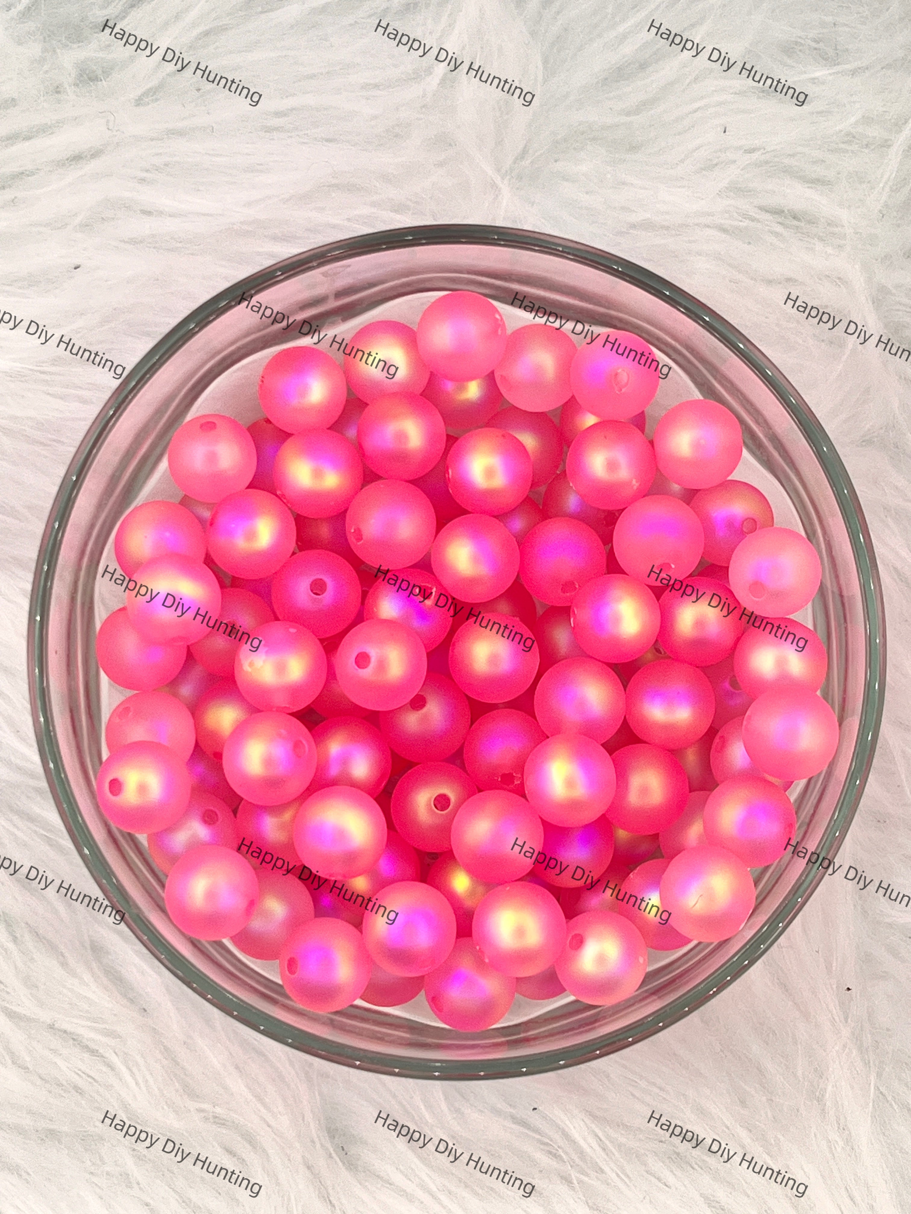 16mm Pink UV Finish Frosted Matte Cat Eye Round Acrylic Beads wholesale