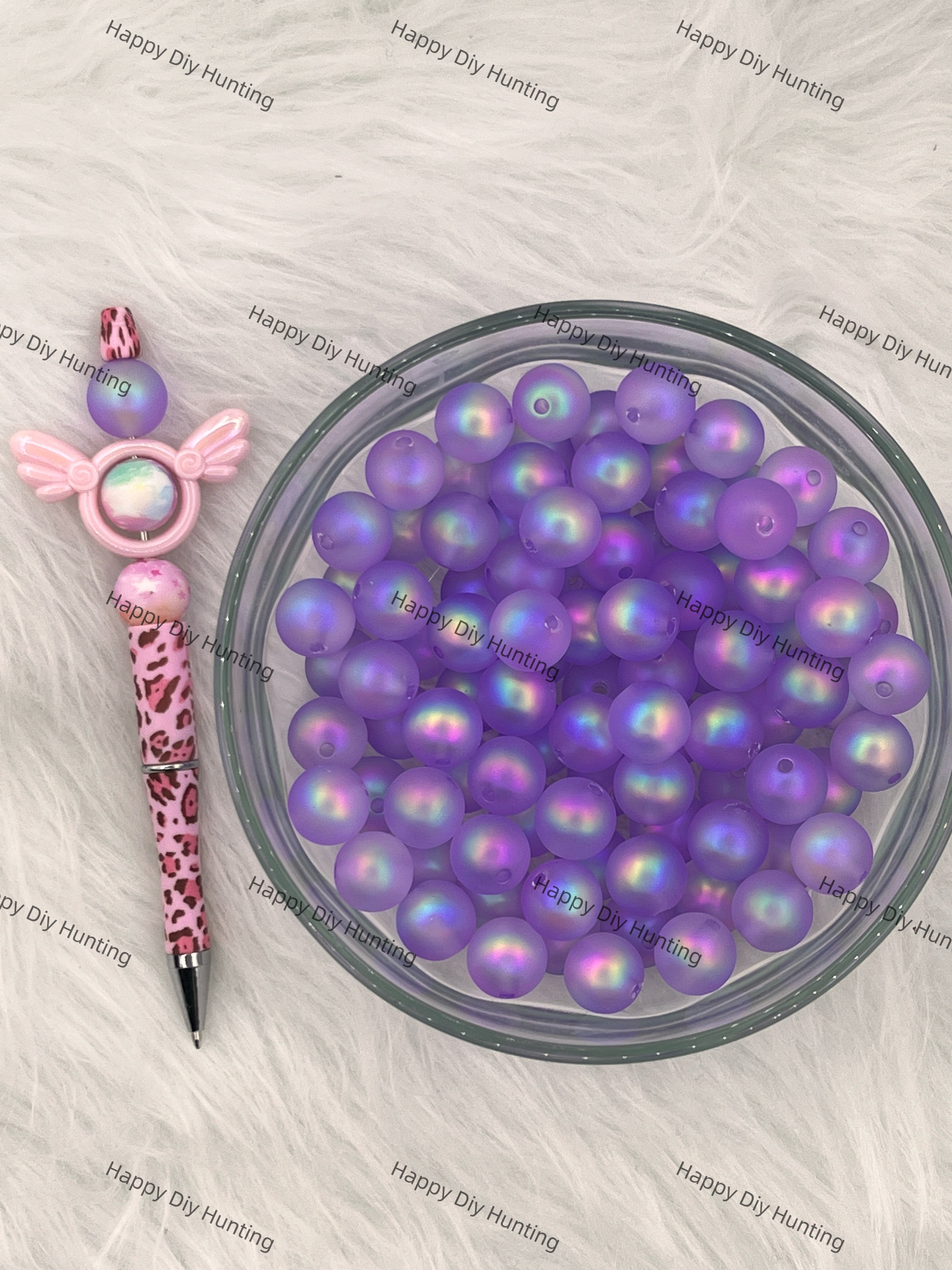 16mm Purple UV Finish Frosted Matte Cat Eye Round Acrylic Beads wholesale