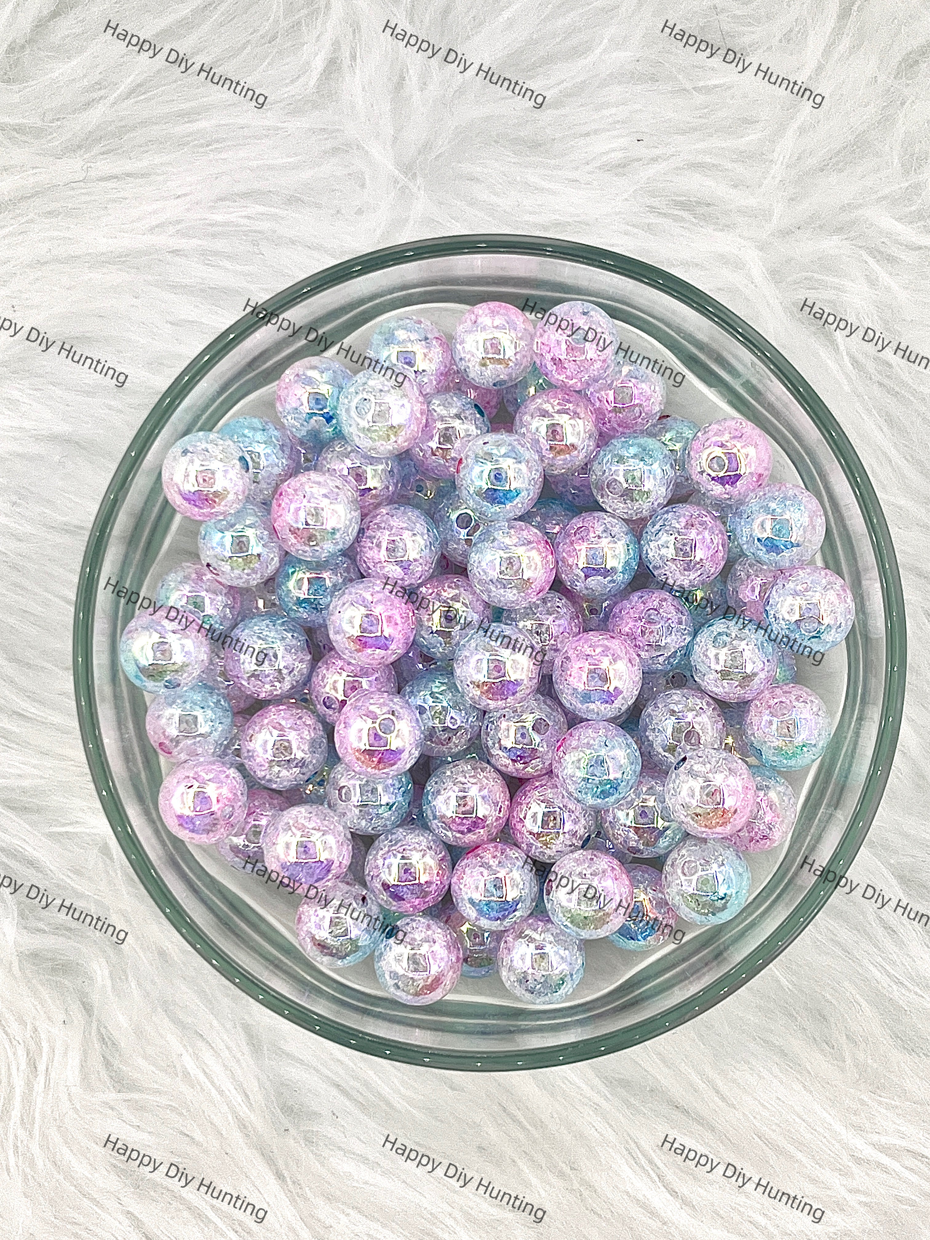 16mm Purple and Blue Gradient Obrent Round Crackle Acrylic Beads