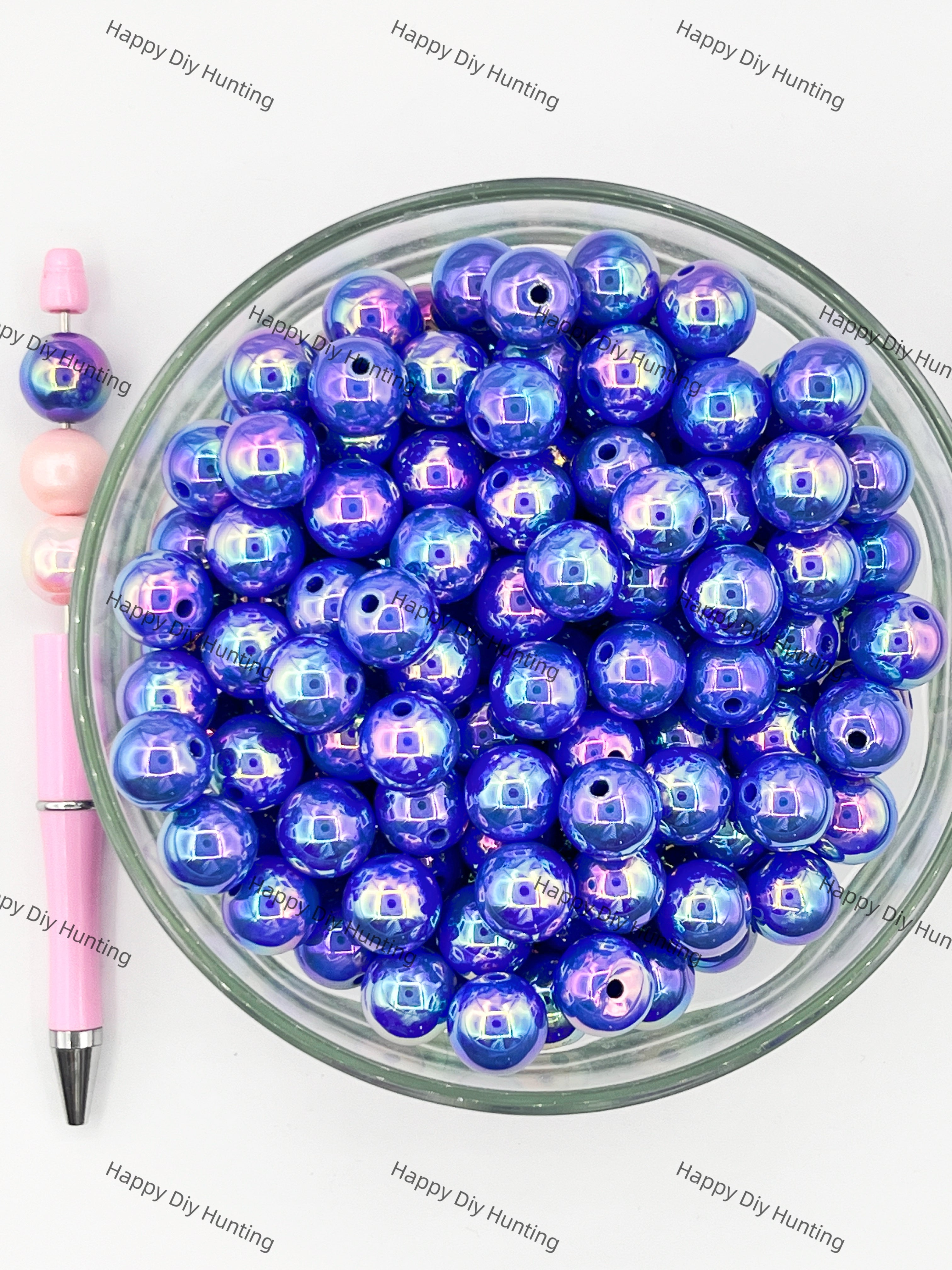 16mm Rolay Blue Round Acrylic Beads