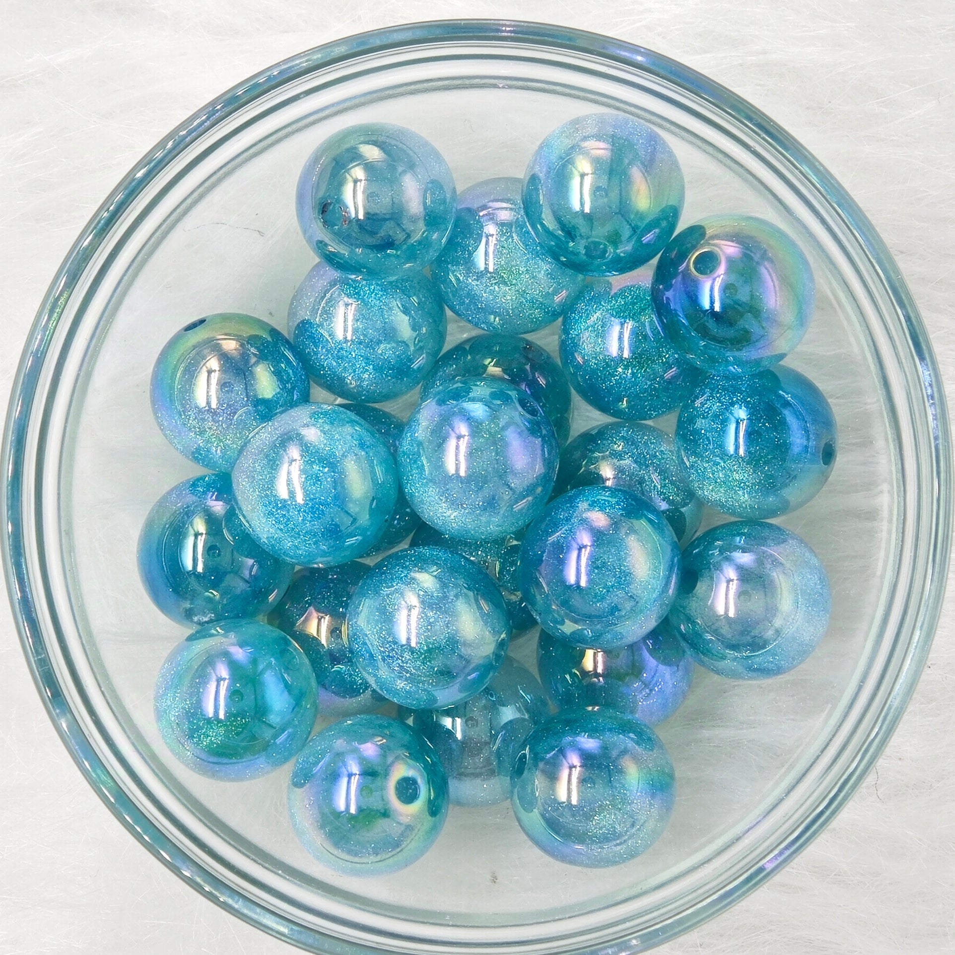 16mm, UV Coated Shiny Round Blue Acrylic Beads