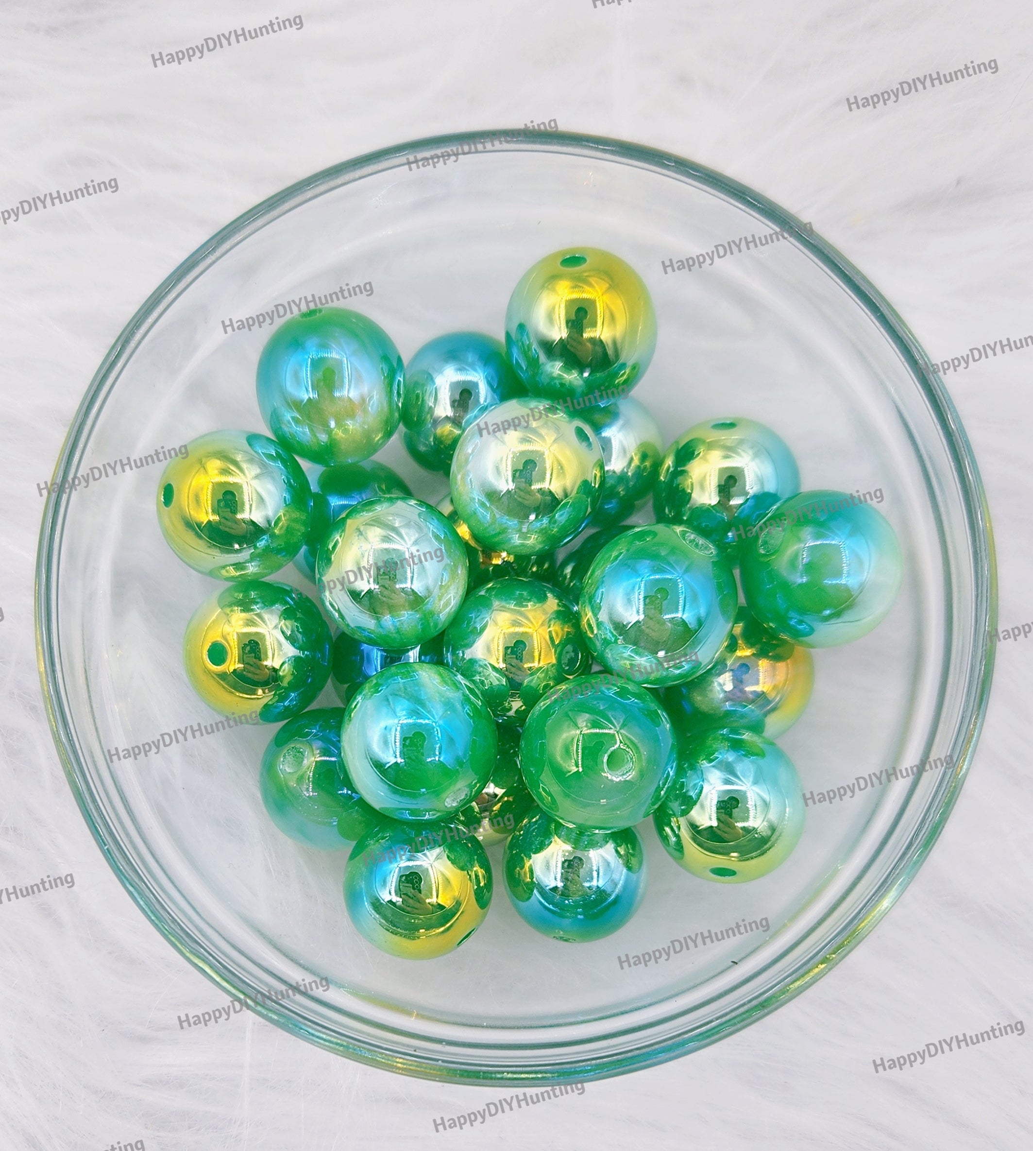 16mm, UV Coated Shiny Round Green Acrylic Beads