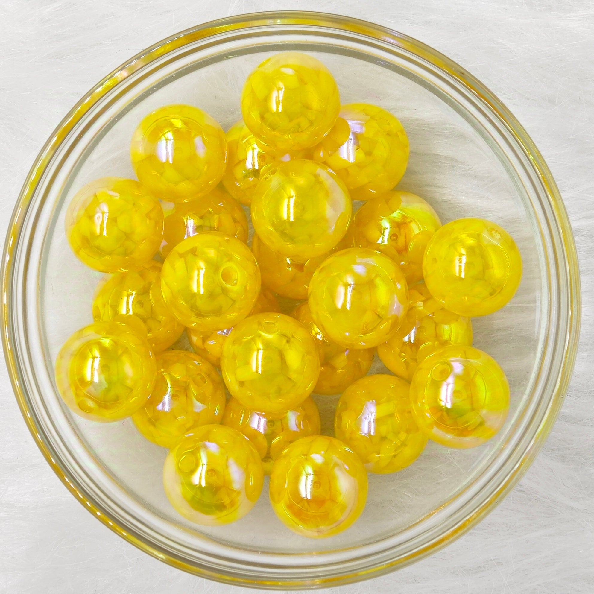16mm, UV Coated Yellow Round  Acrylic Beads