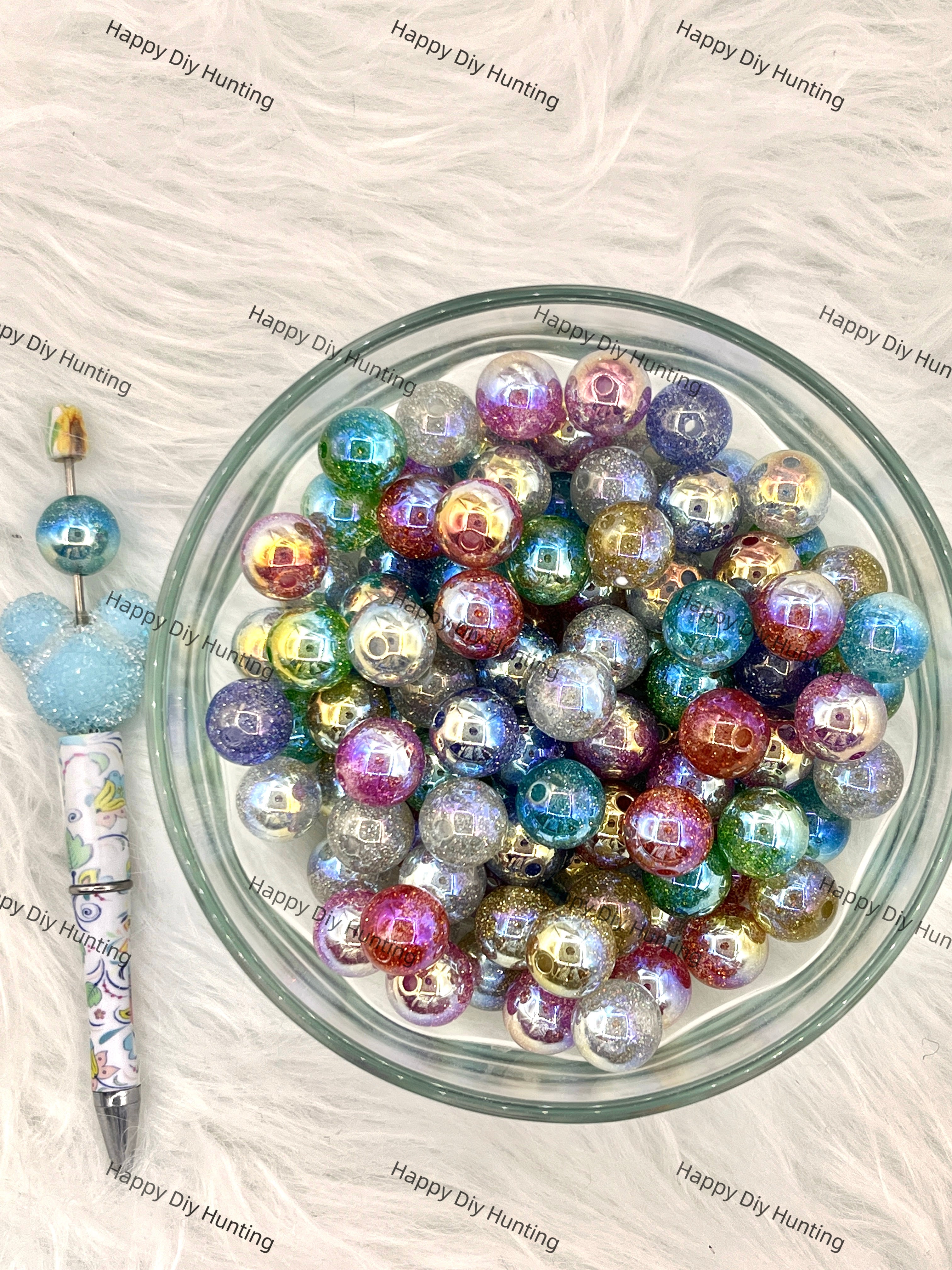 16mm UV Finish Glitter Rond Acrylic Beads Wholesale