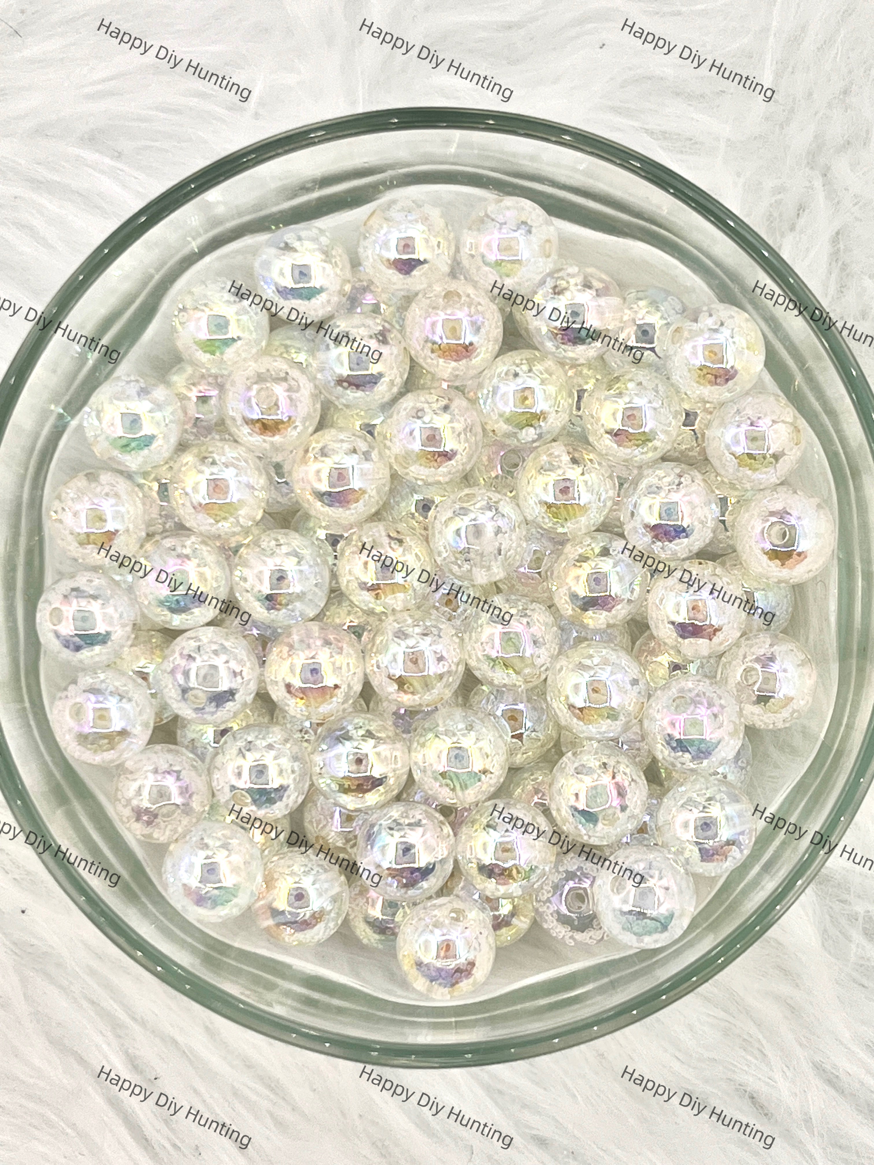 16mm White Glossy Round Acrylic Beads with Air Bubbles Wholesale