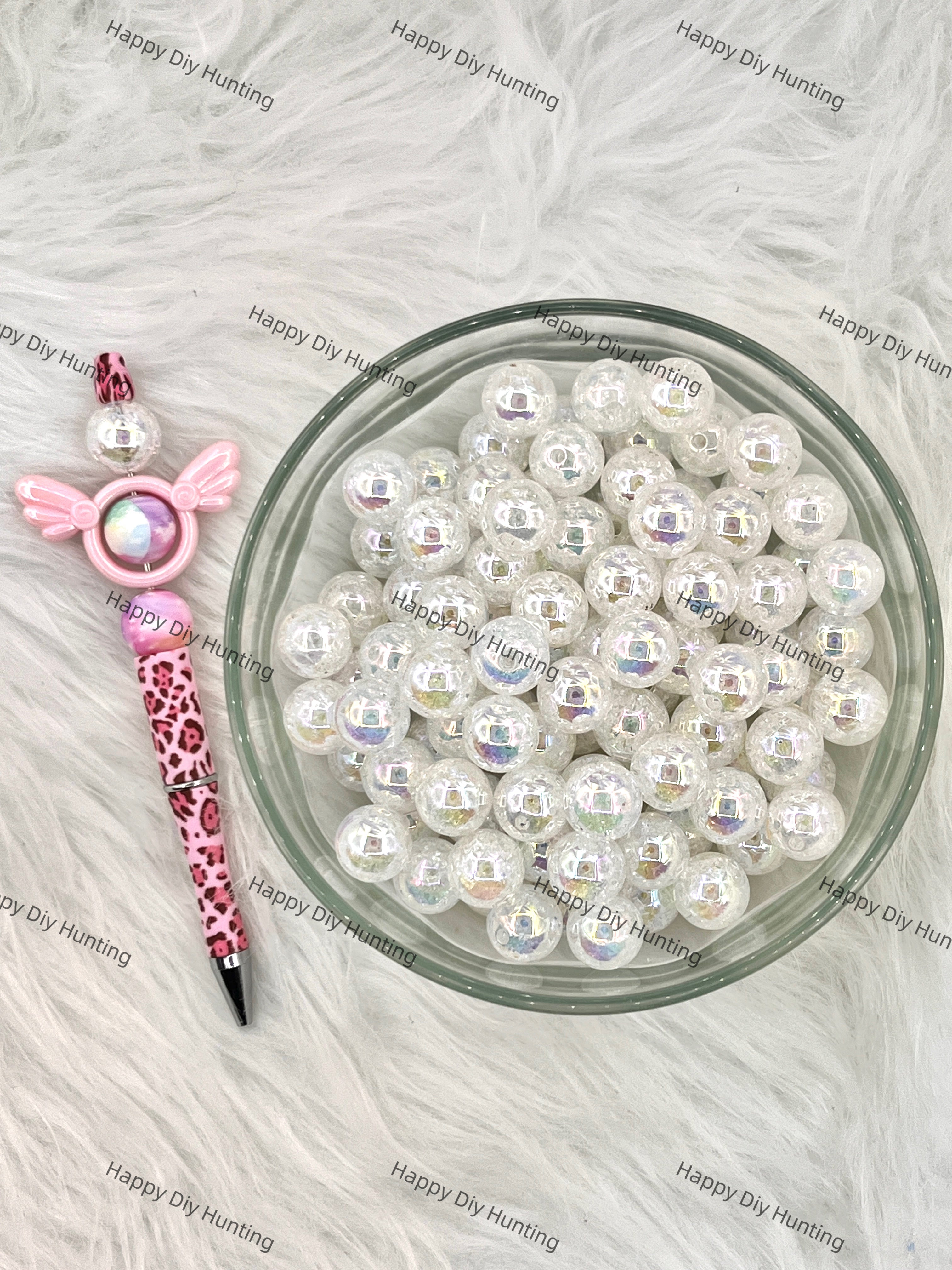 16mm White Shinny Round Acrylic Crackle Beads Wholesale