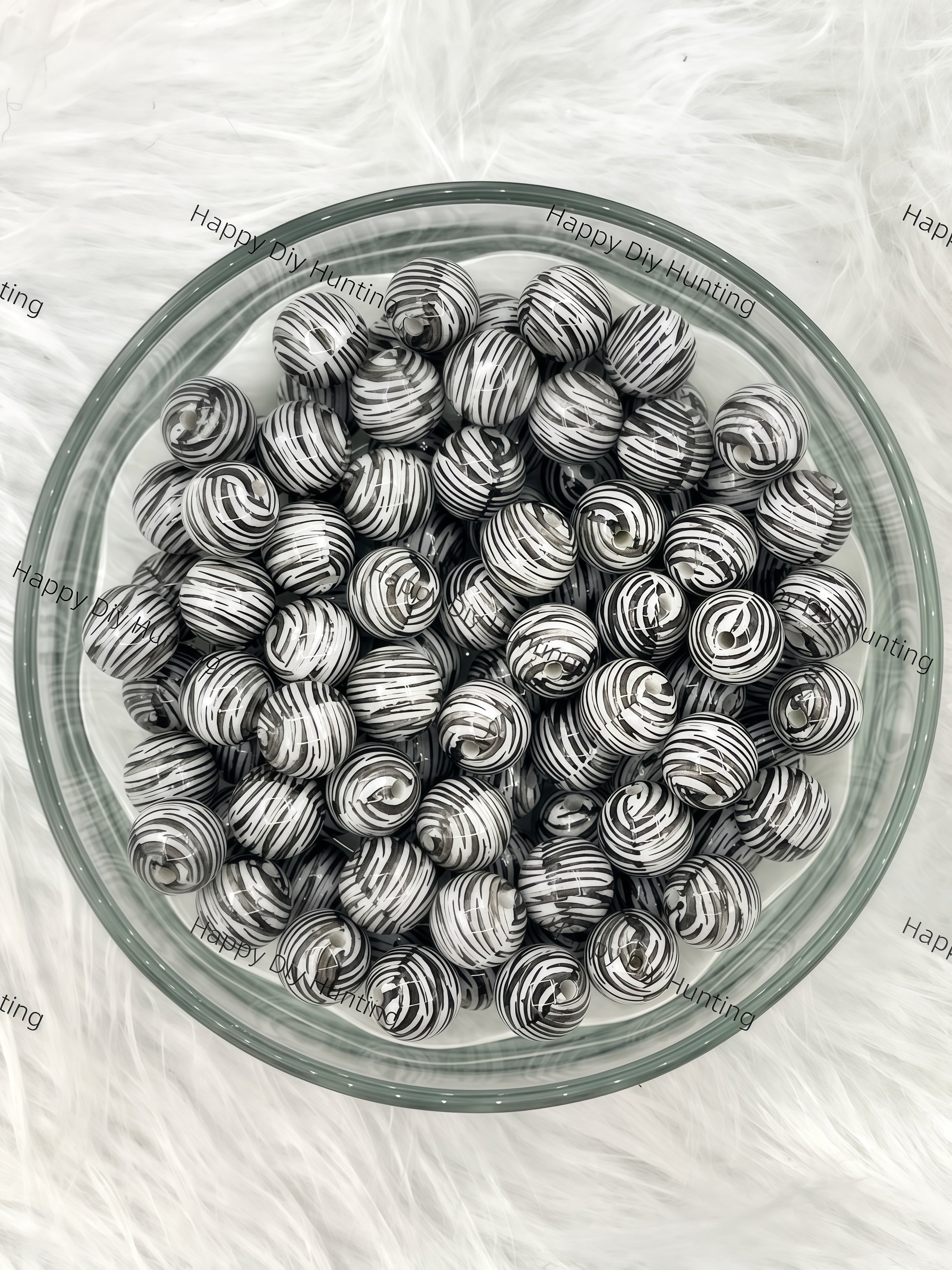 16mm Zebra Print Round Acrylic Beads wholesale