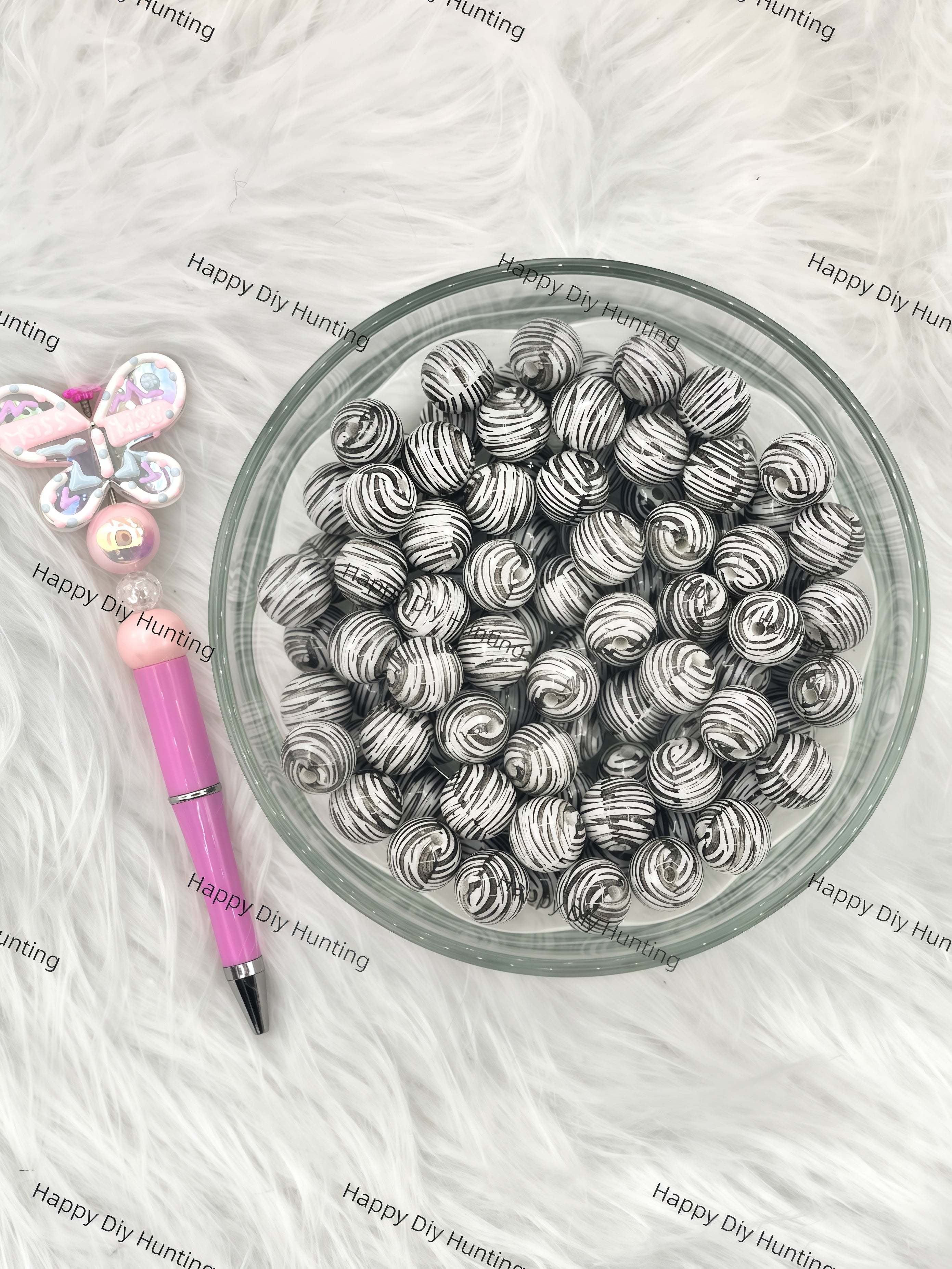 16mm Zebra Print Round Acrylic Beads wholesale