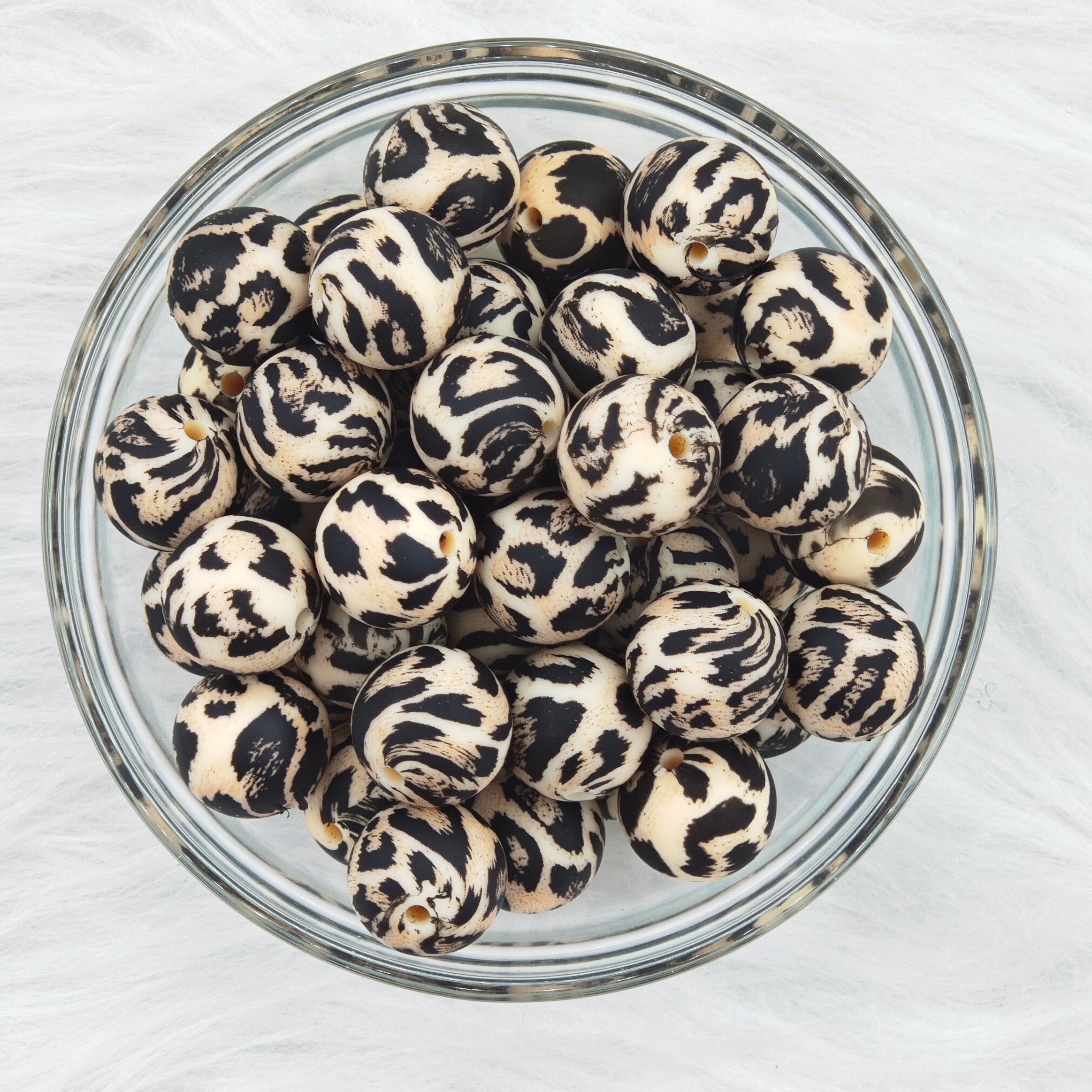 15mm dark leopard Printed Silicone Beads 15mm