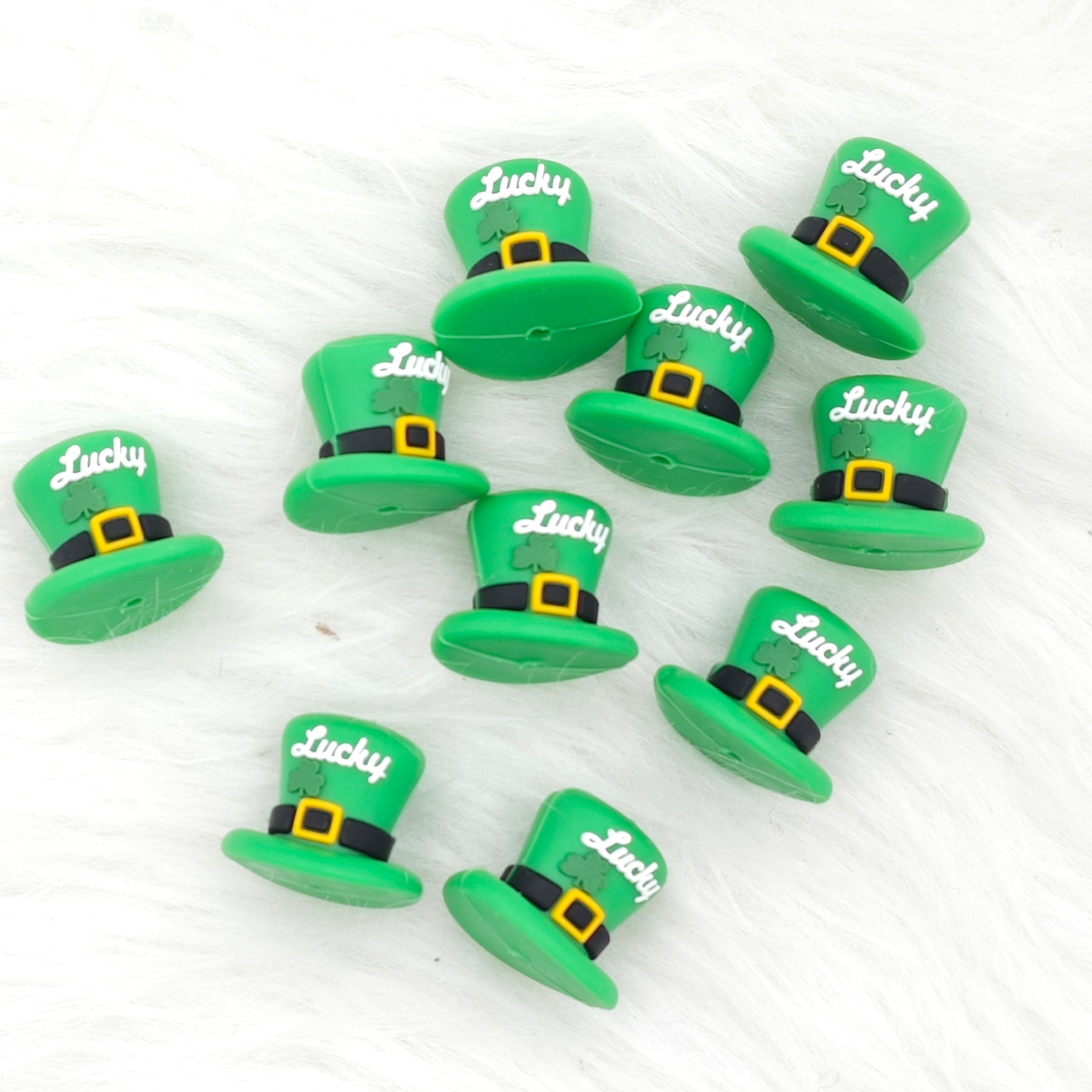 3D Saint Patrick's Day hat Silicone Focal Beads Wholesale