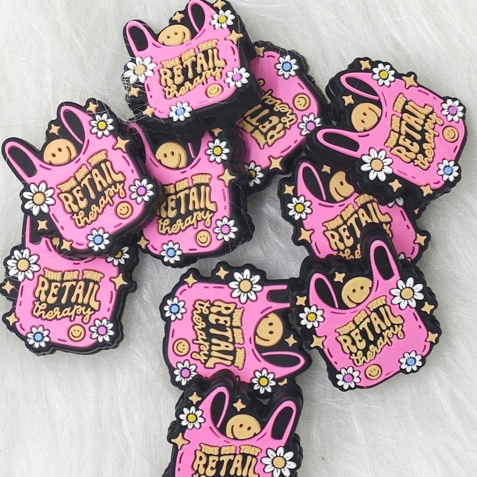 Retail Therapy Silicone Focal Beads Nurse Focal Beads Pink Shaped Focal Beads Smile Pattern Focal Beads