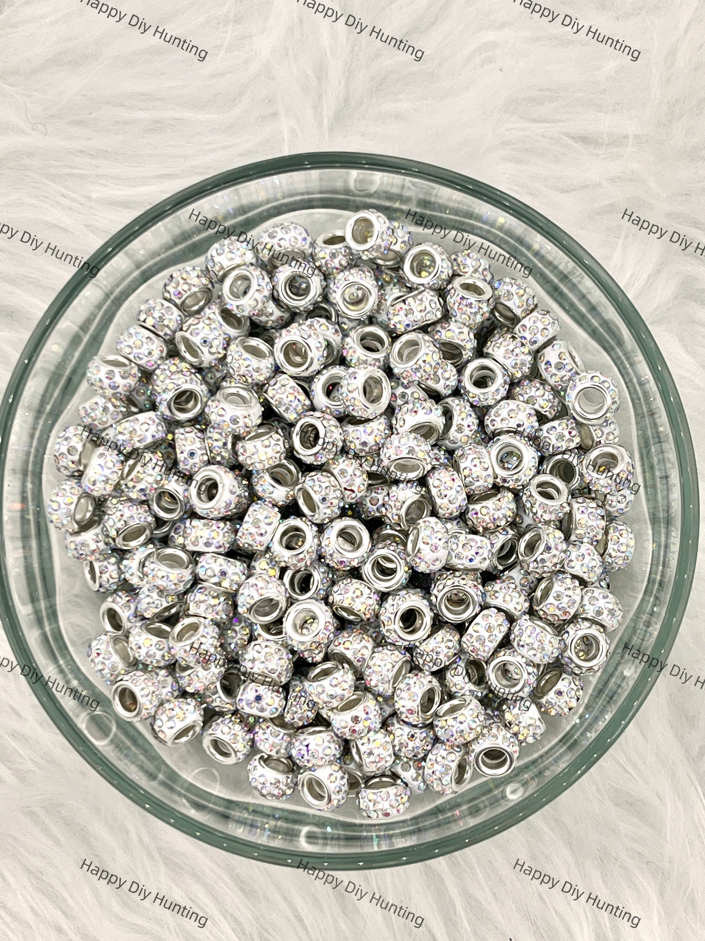 10 mm Silver Rhinestone Spacer Beads, Rhinestone beads