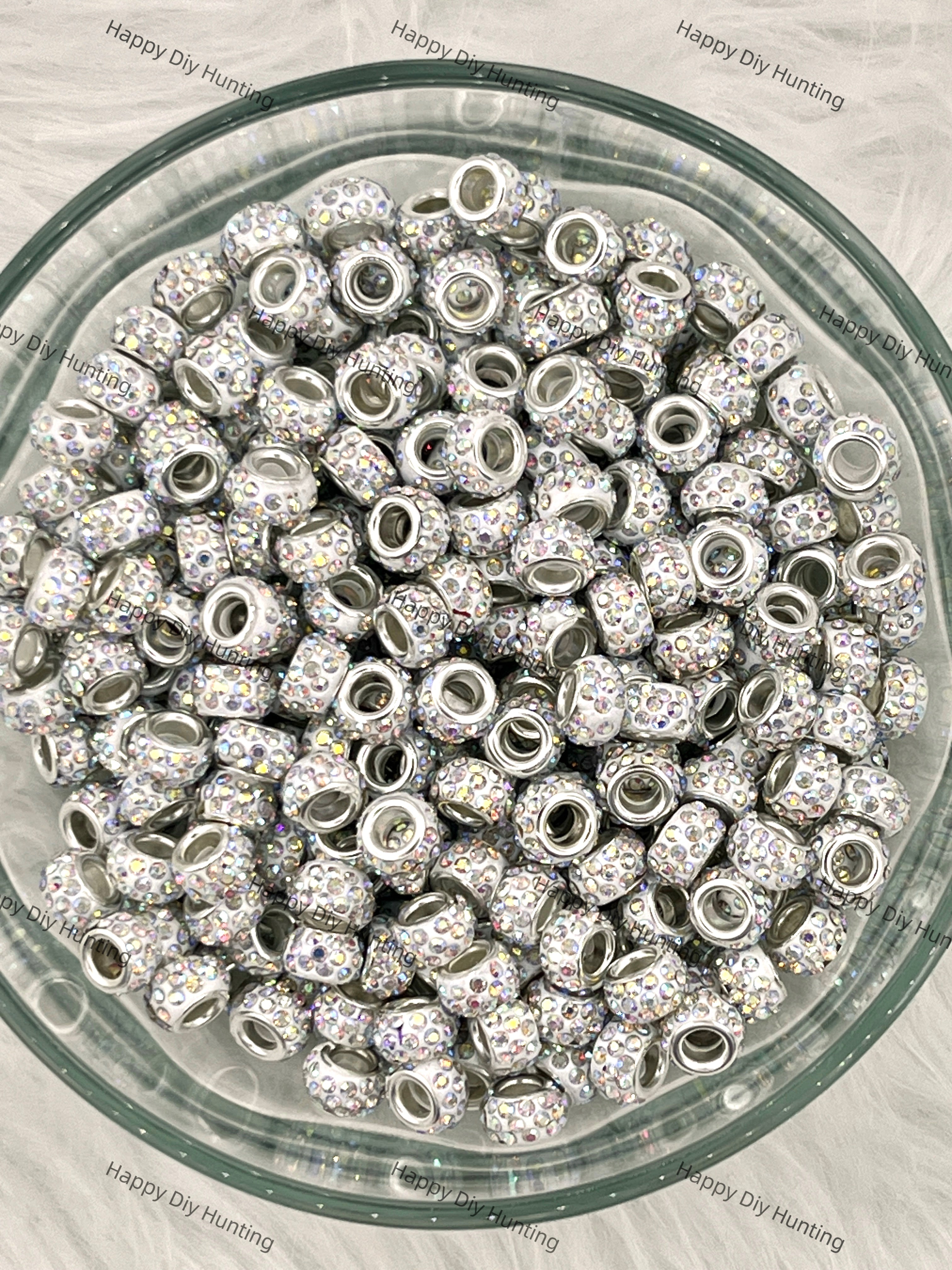 10 mm Silver Rhinestone Spacer Beads, Rhinestone beads