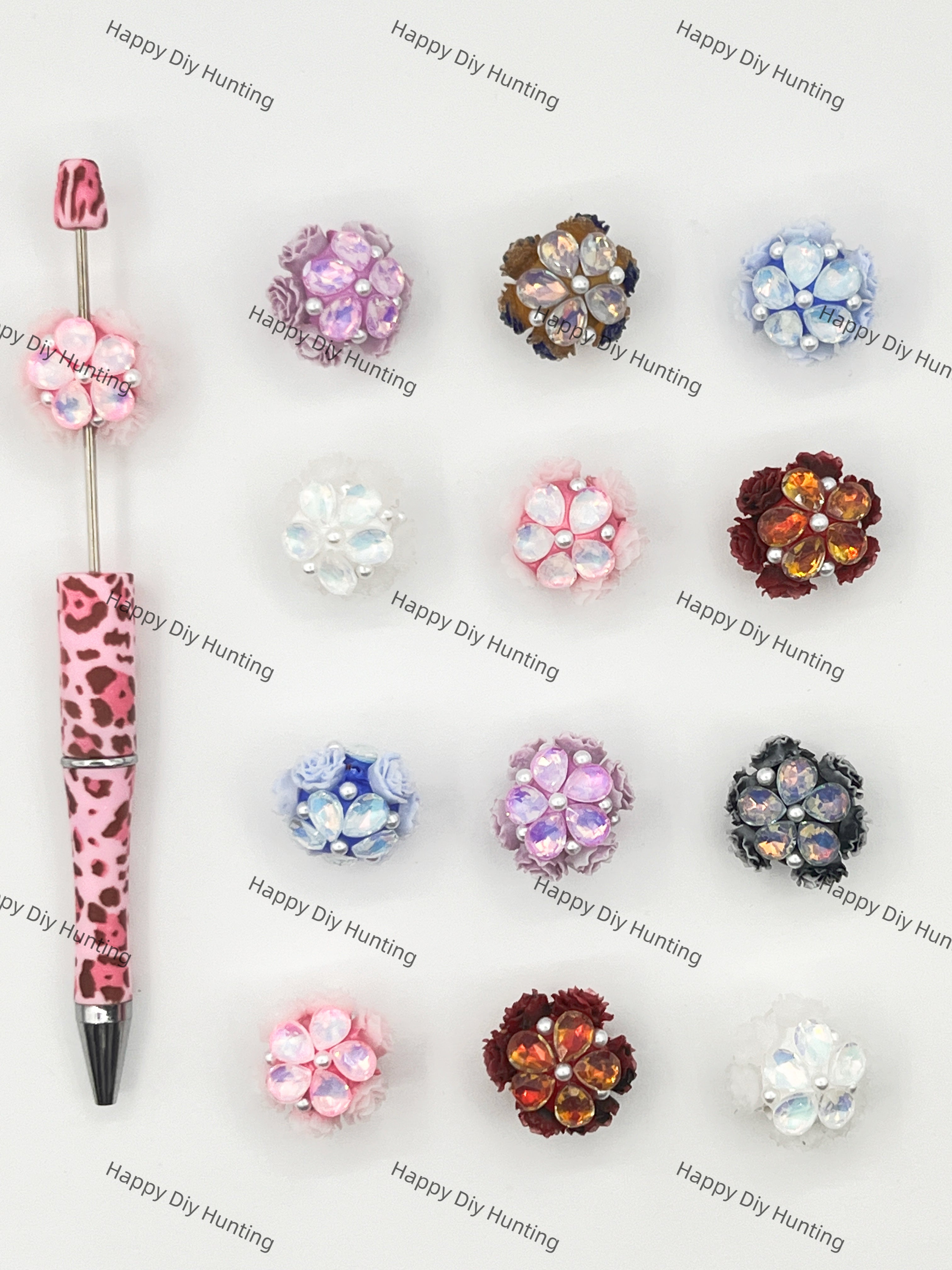 Flower and Pearl Rhinestone  Beads