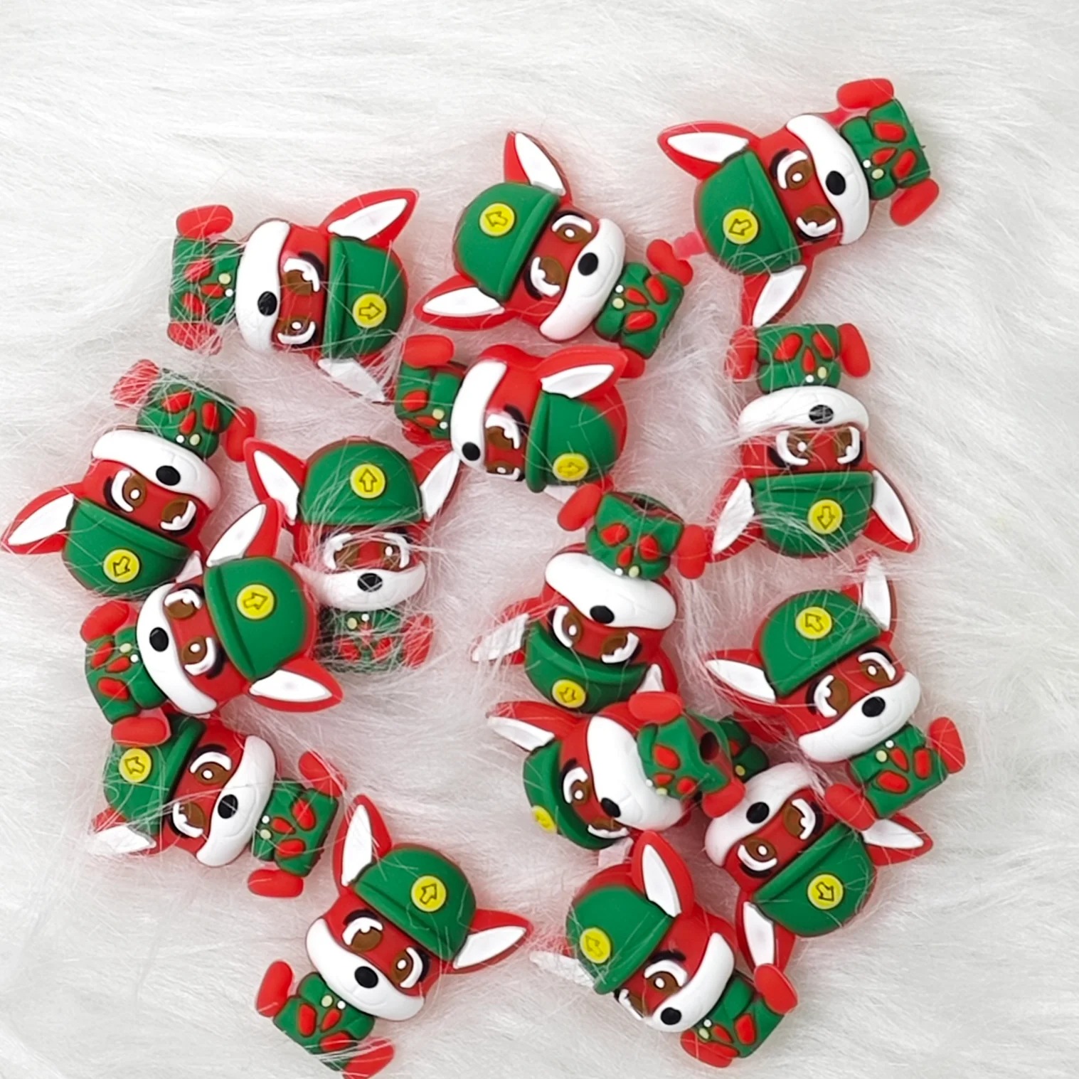 3d Christmas fox Silicone Focal Beads Wholesale, Character Focal Beads