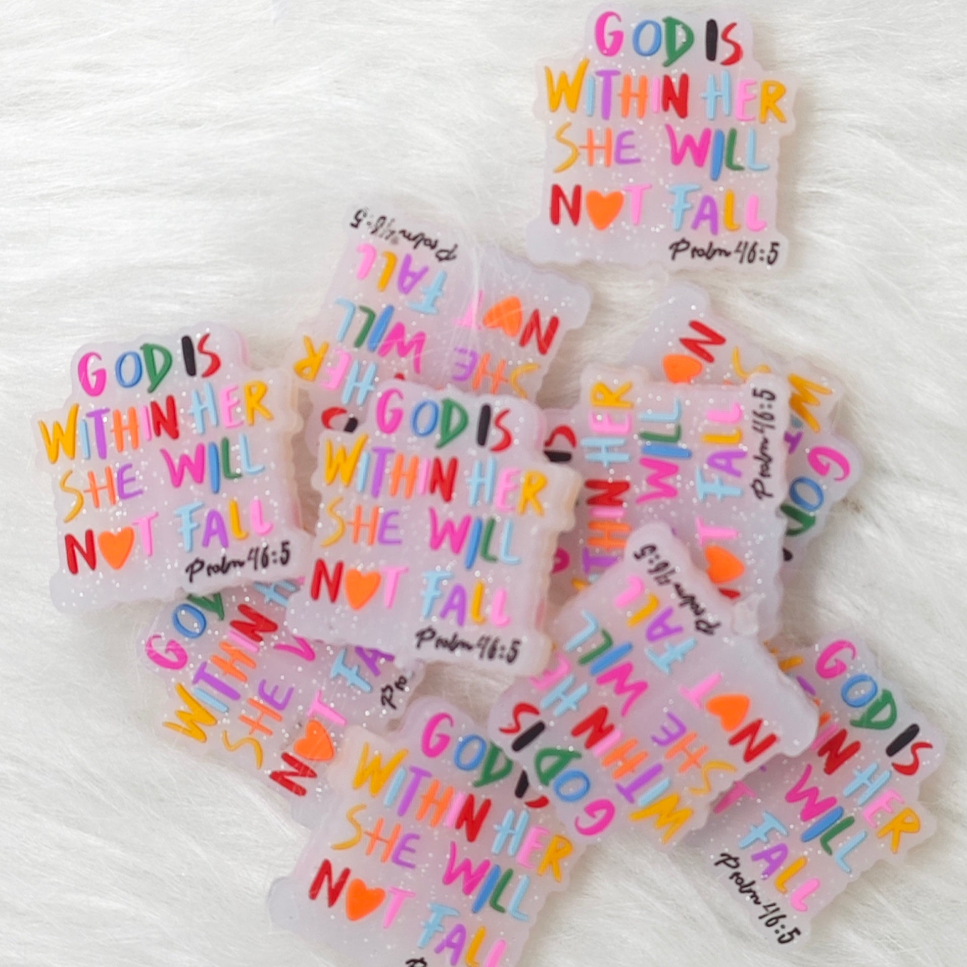Cheering Words Focal Beads God Is with Her She Will Not Fall Silicone Focal Beads Faith Gifts