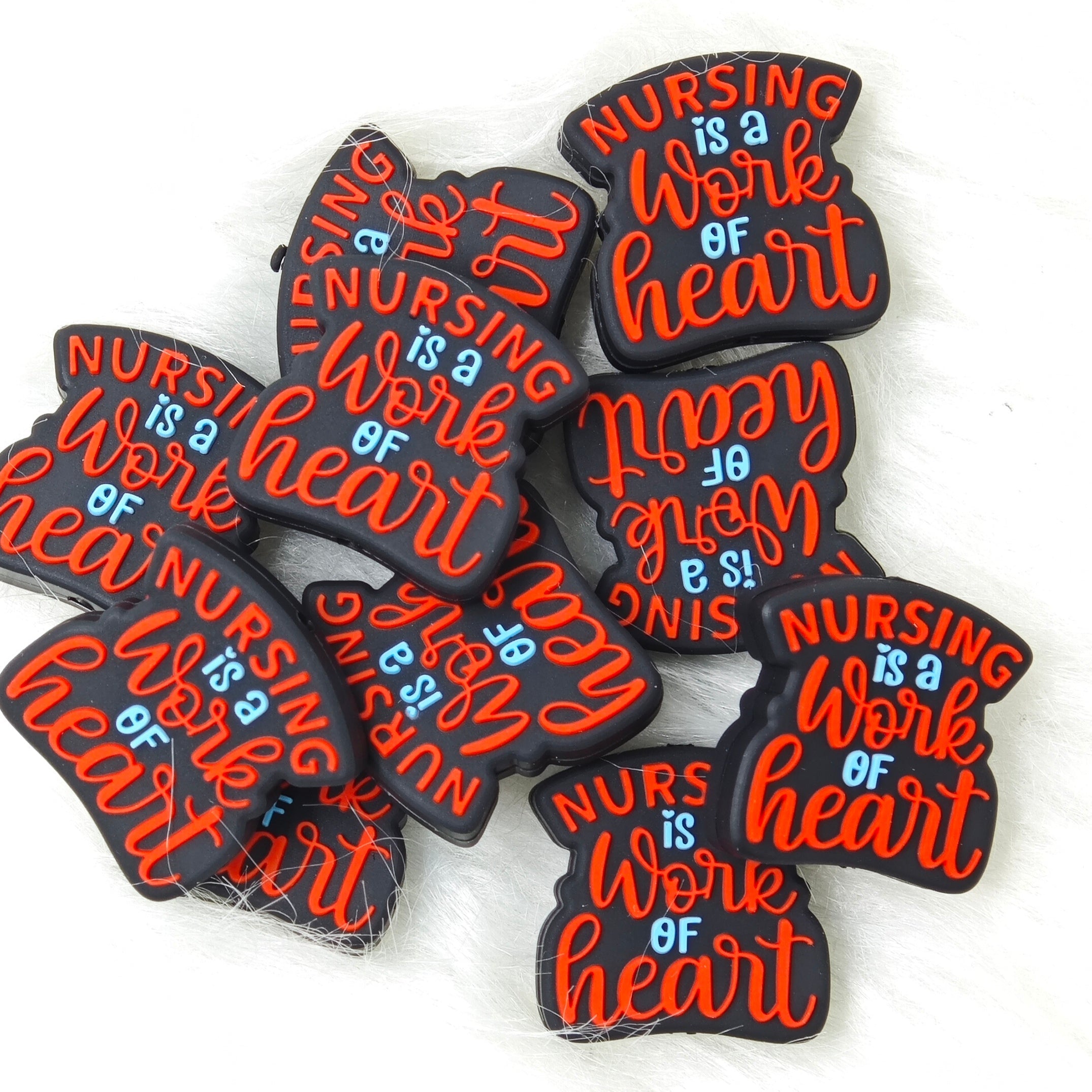 Nursing is A Work of Heart  Silicone Focal Beads Nurse Focal Beads Job Gifts