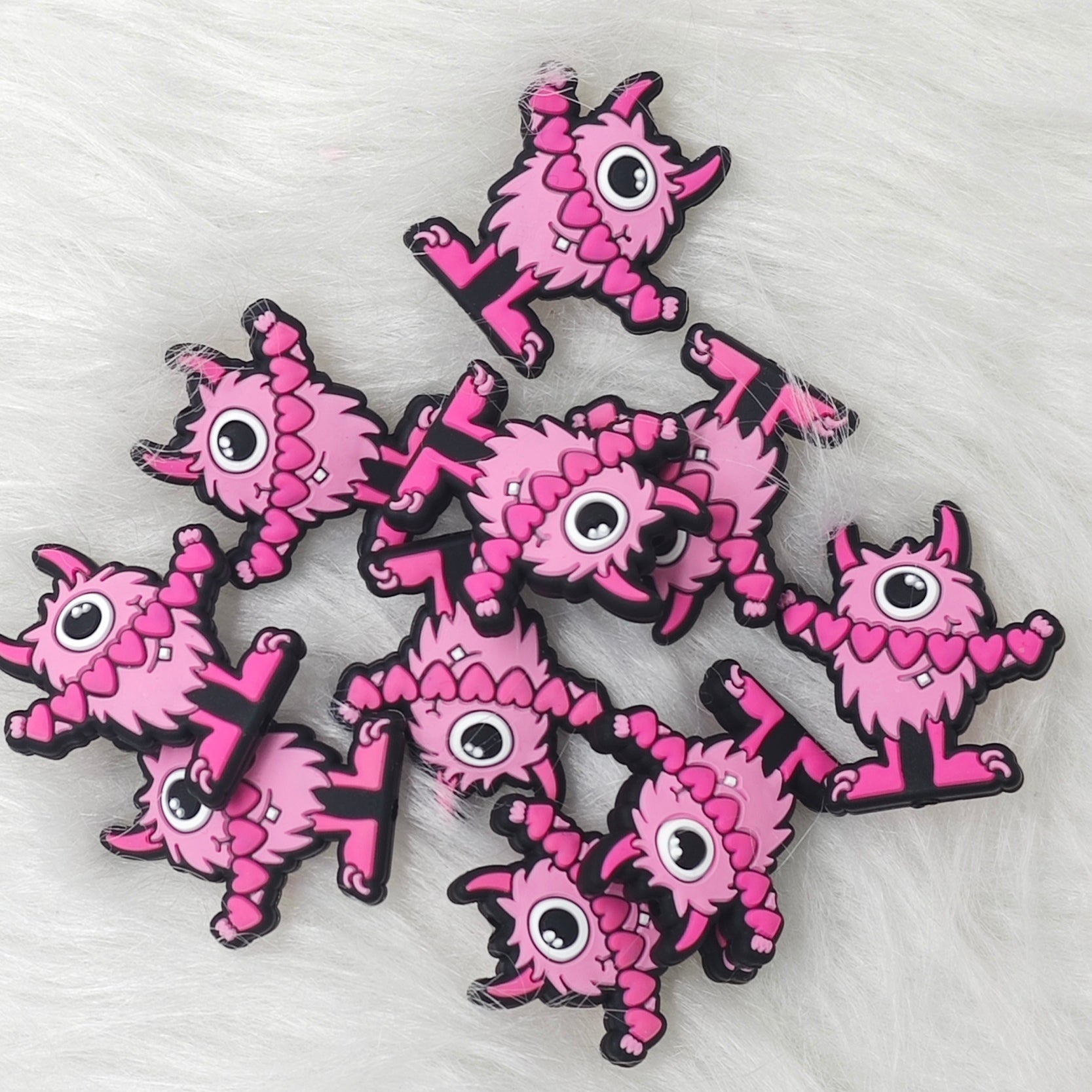 Pink monster Silicone Focal Beads, character focal beads