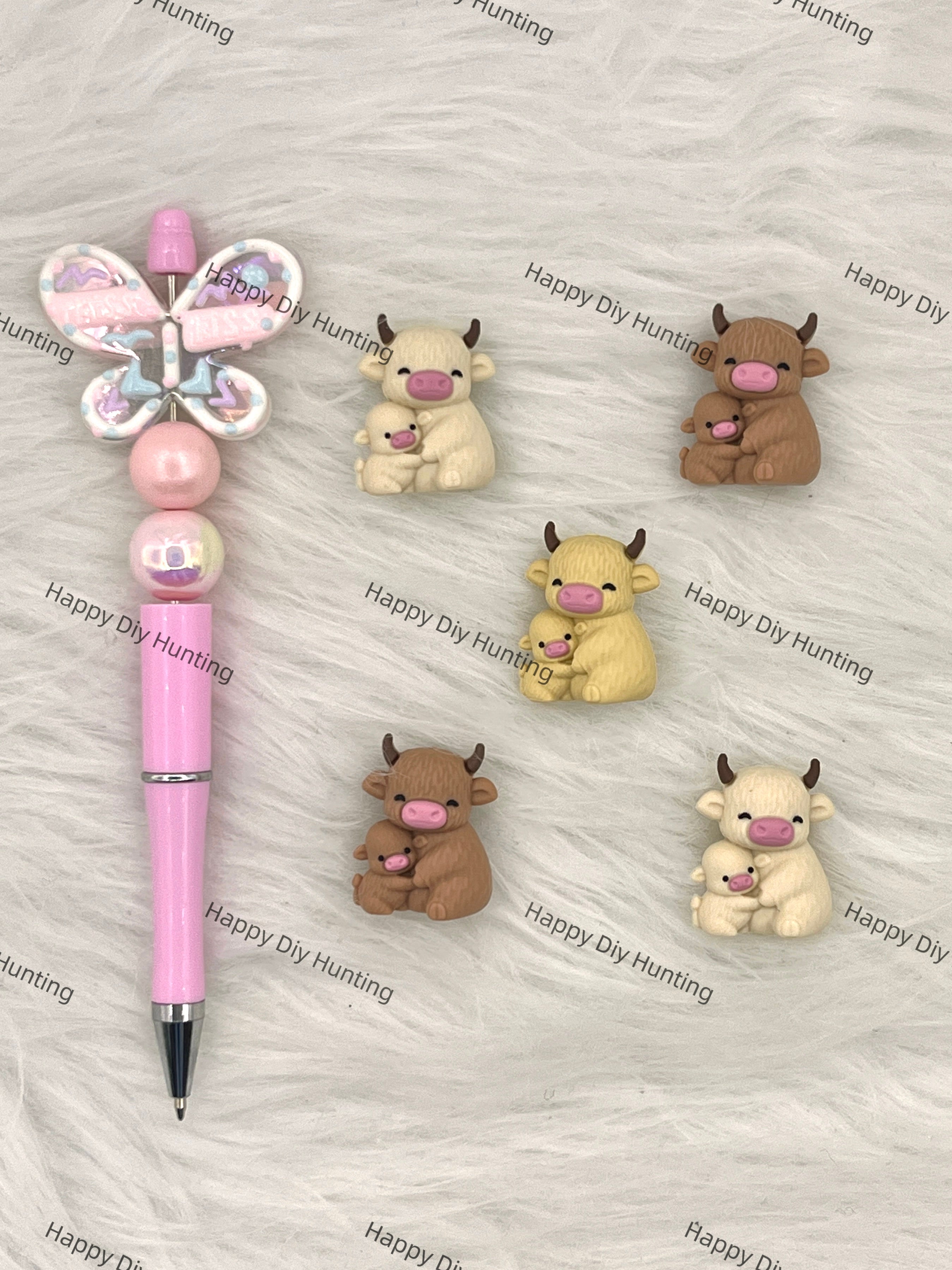 3D Baby Cow Animals Silicone Focal Beads Wholesale, silicone focal beads for pens