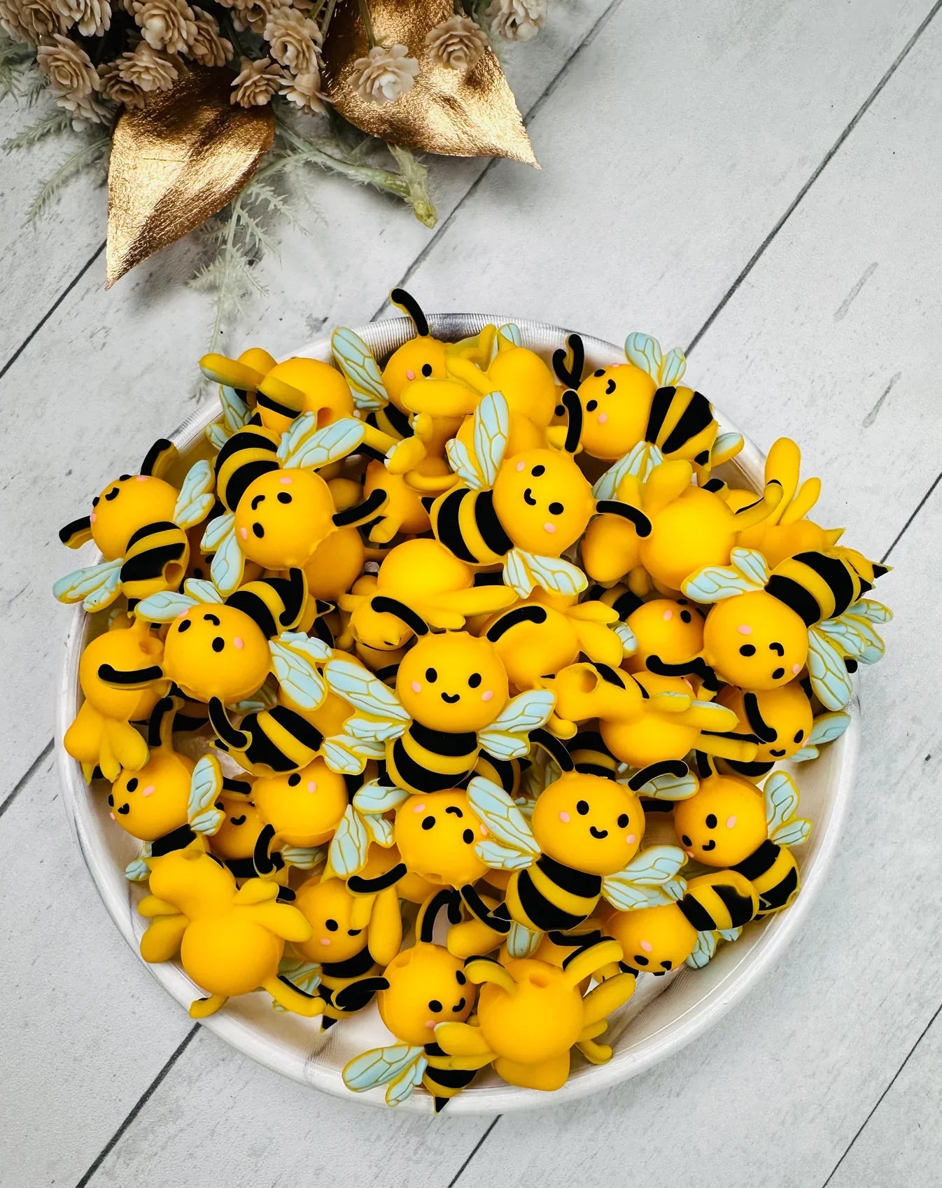 3D Bee Silicone Focal Beads, Animal Shape Focal Beads