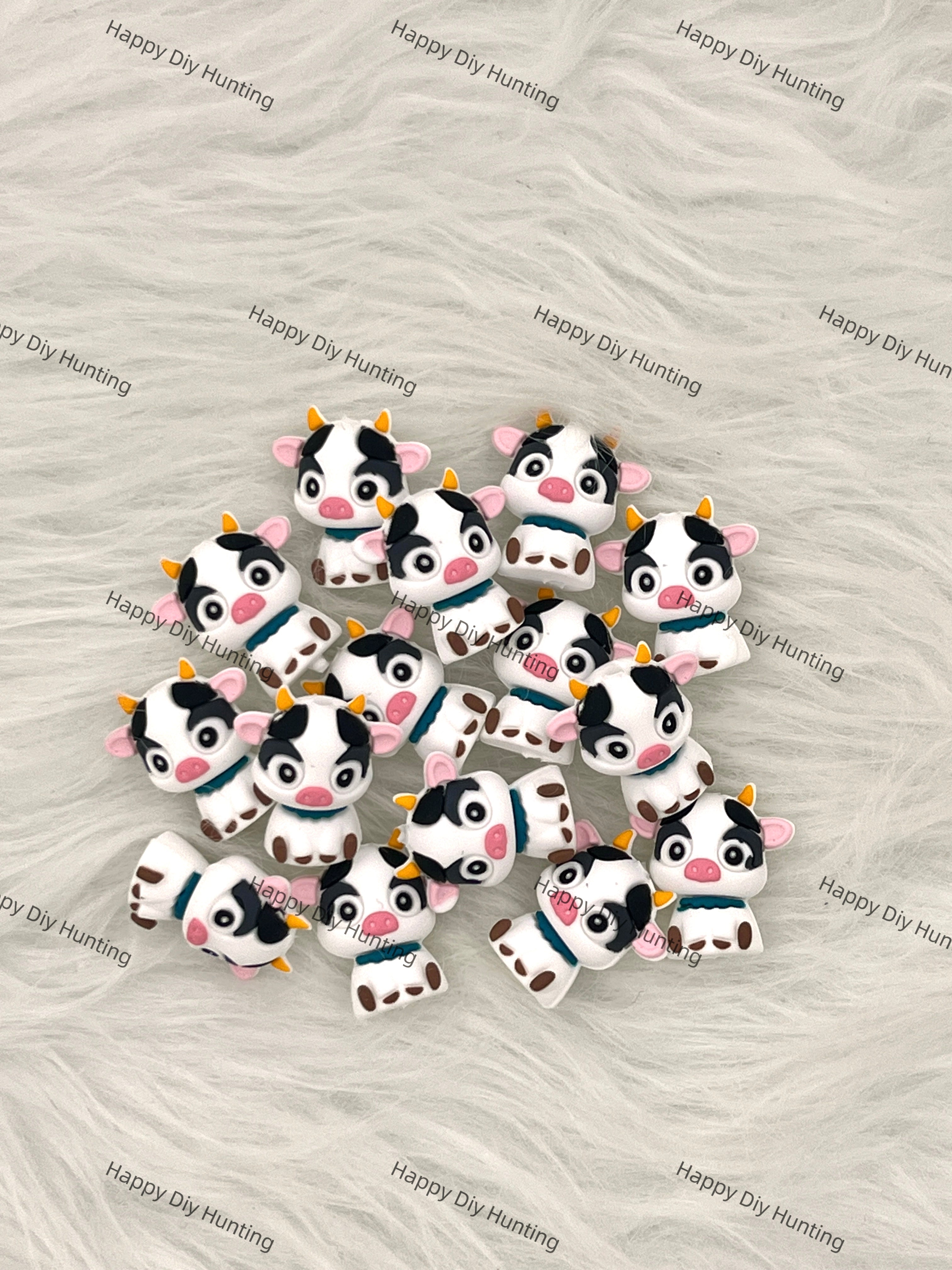 3D Cute Dairy Cow Silicone Focal Beads