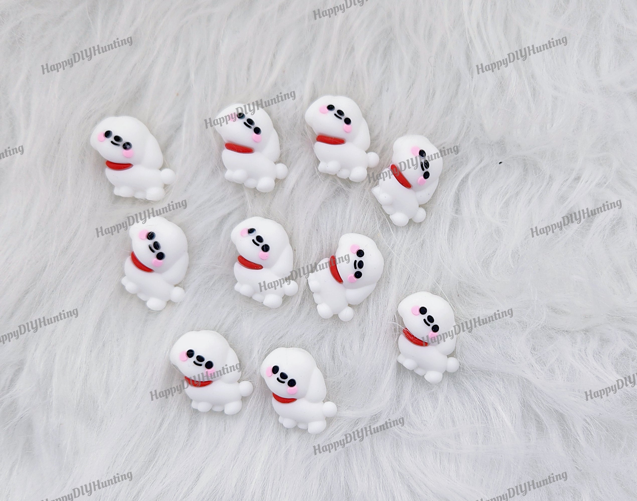3D Cute White Dog Animal Silicone Focal Beads