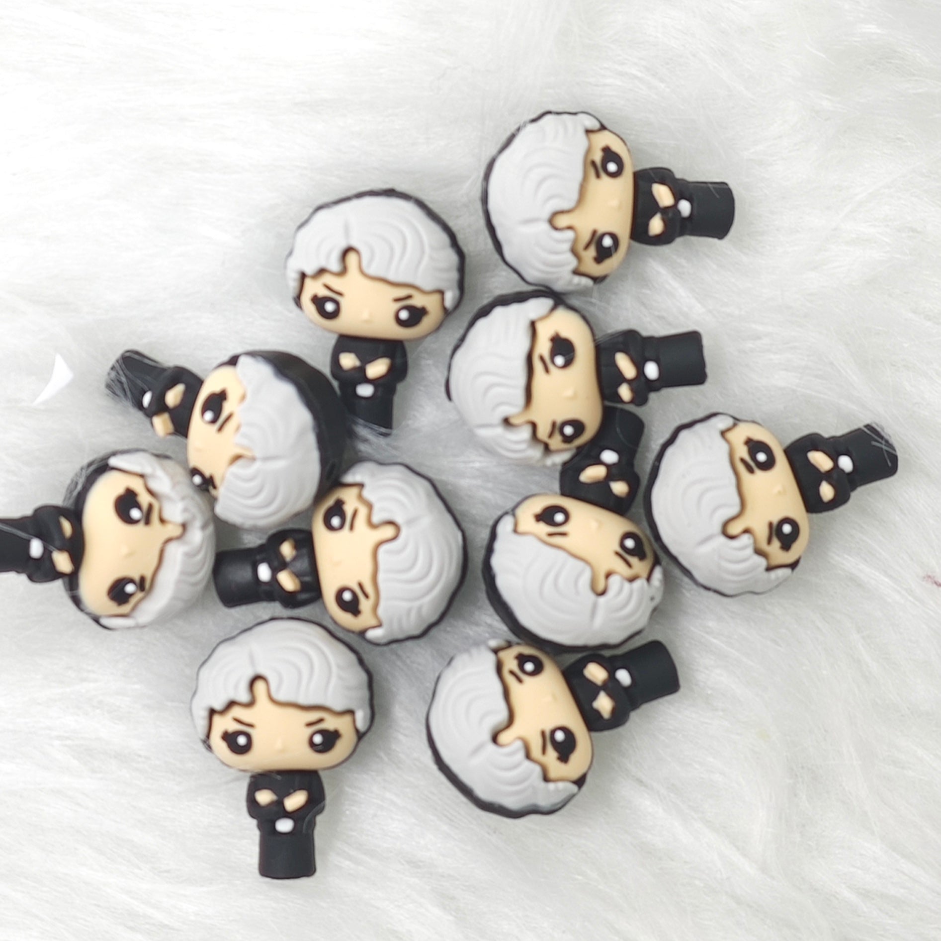 3D Golden Girl Silicone Focal Beads Wholesale, character focal beads