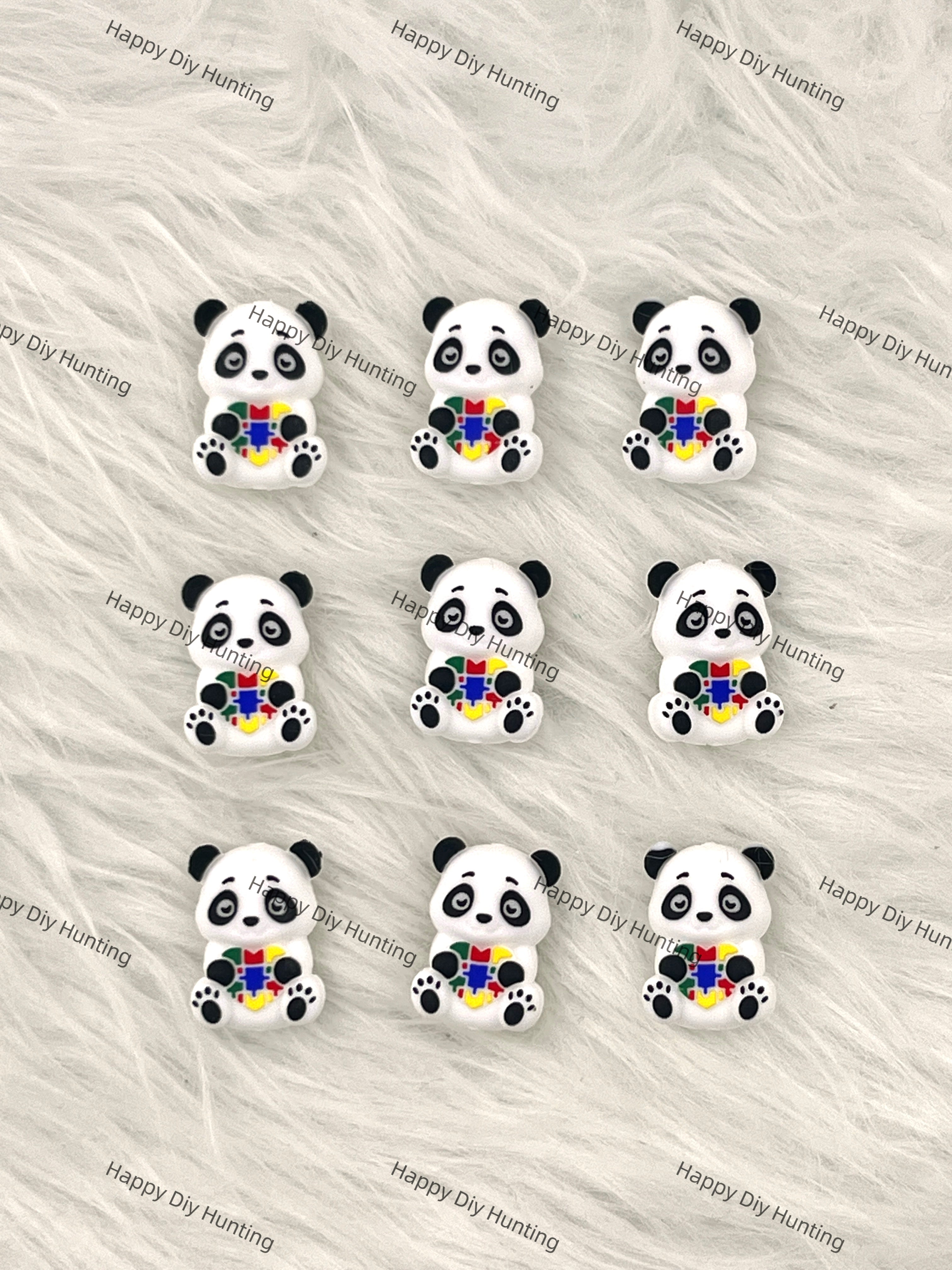 3D Lovely Panda Silicone Focal Beads