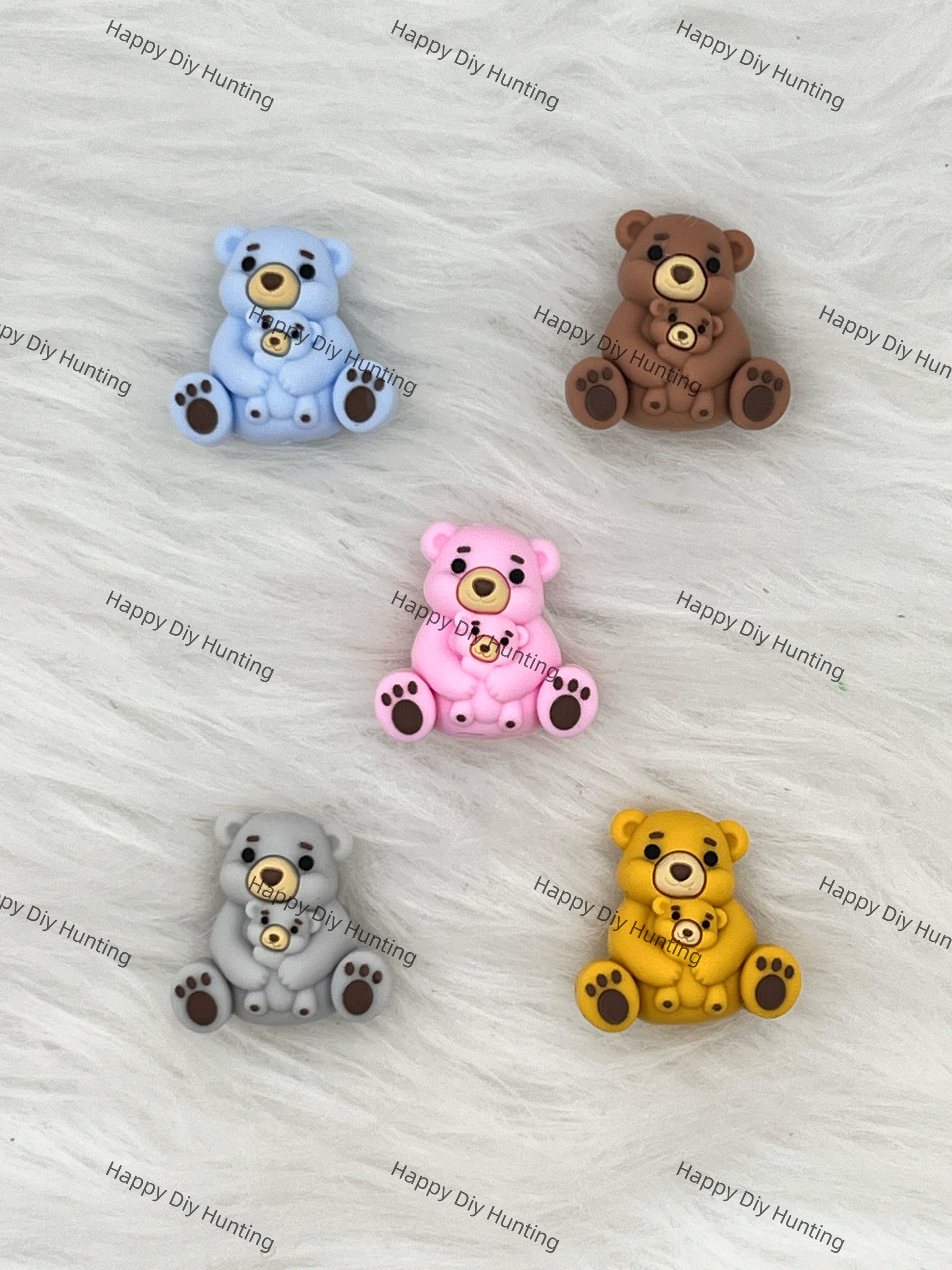 3D Parent-Child Teddy Bear Silicone Focal Beads Wholesale, Animals silicone focal beads for pens