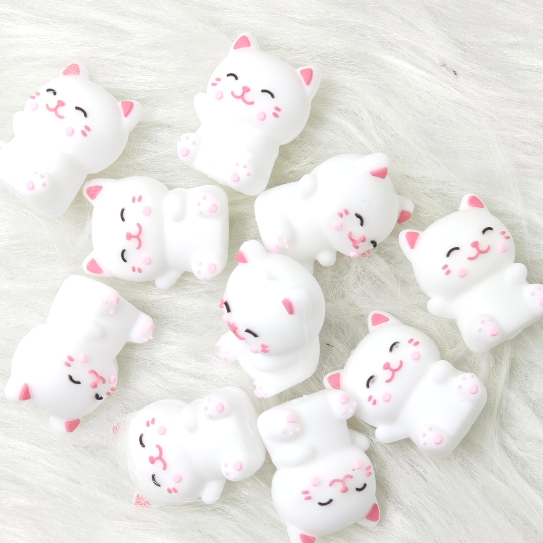 3D Pink Cat Silicone Focal Beads Wholesale, animal focal beads, 3D focal beads