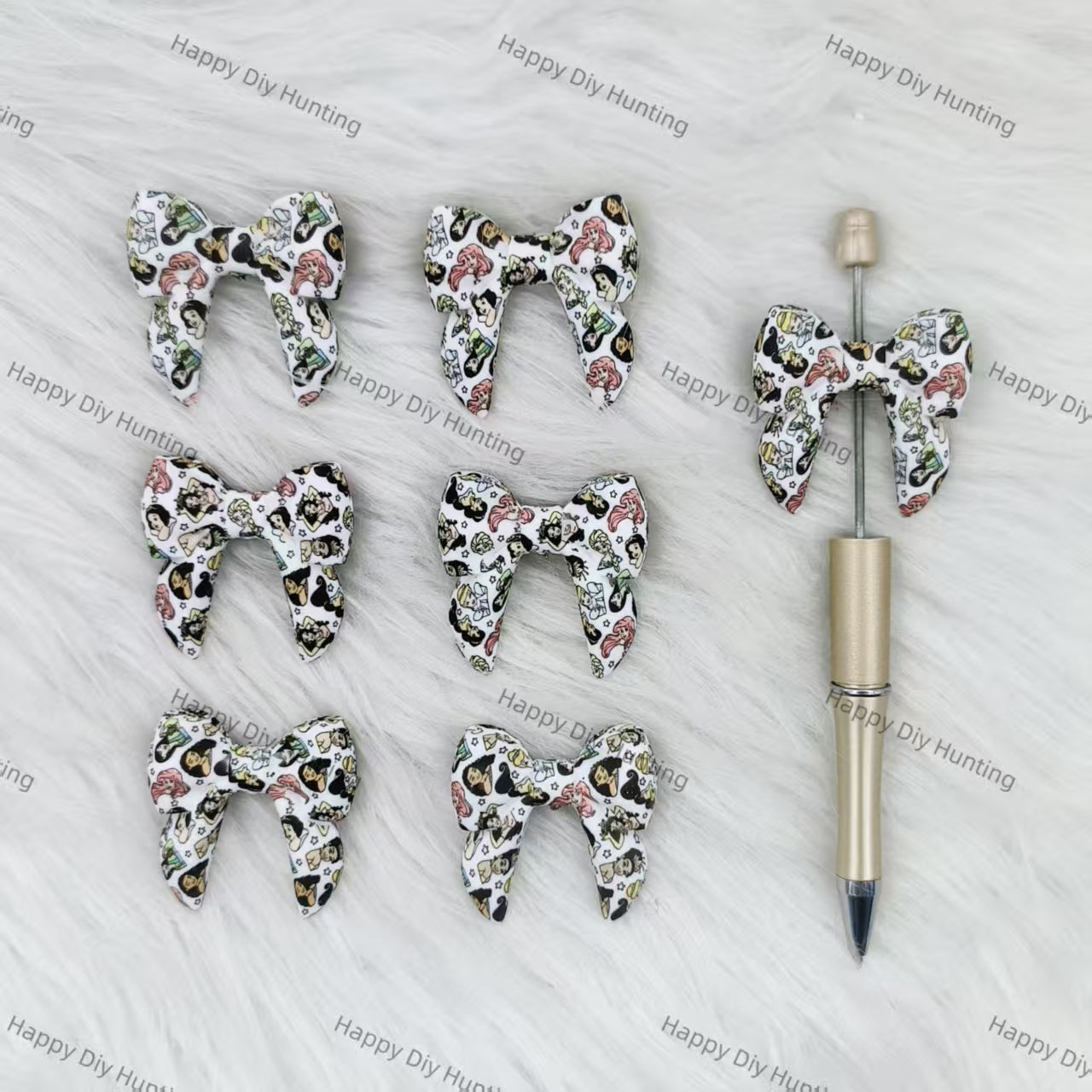 3D Princess-themed Bowknot Silicone Focal Beads Wholesale, silicone focal beads for pens