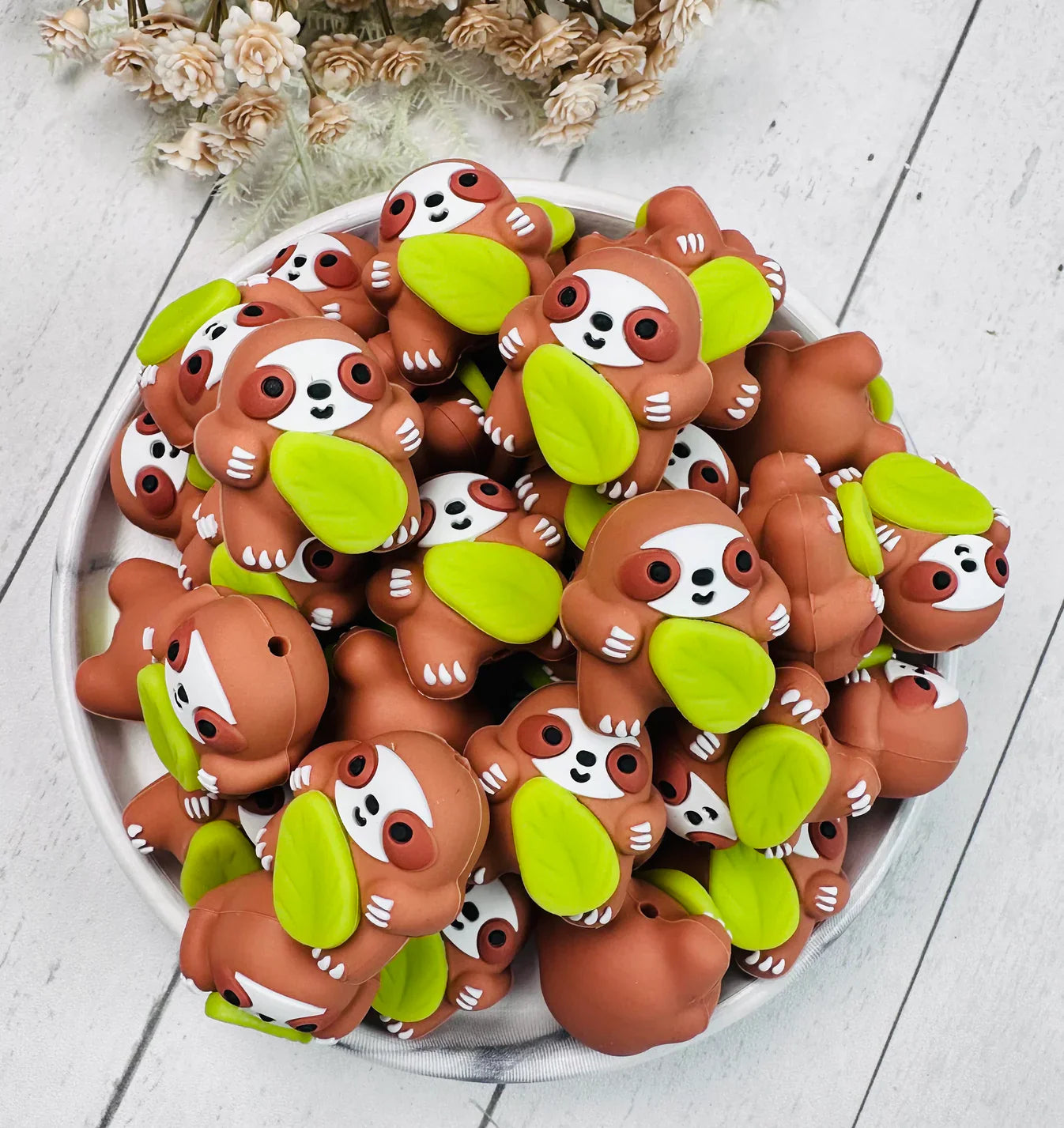 3D Sloth Silicone Focal Bead, 3d focal beads wholesale, Animal Shaped Beads