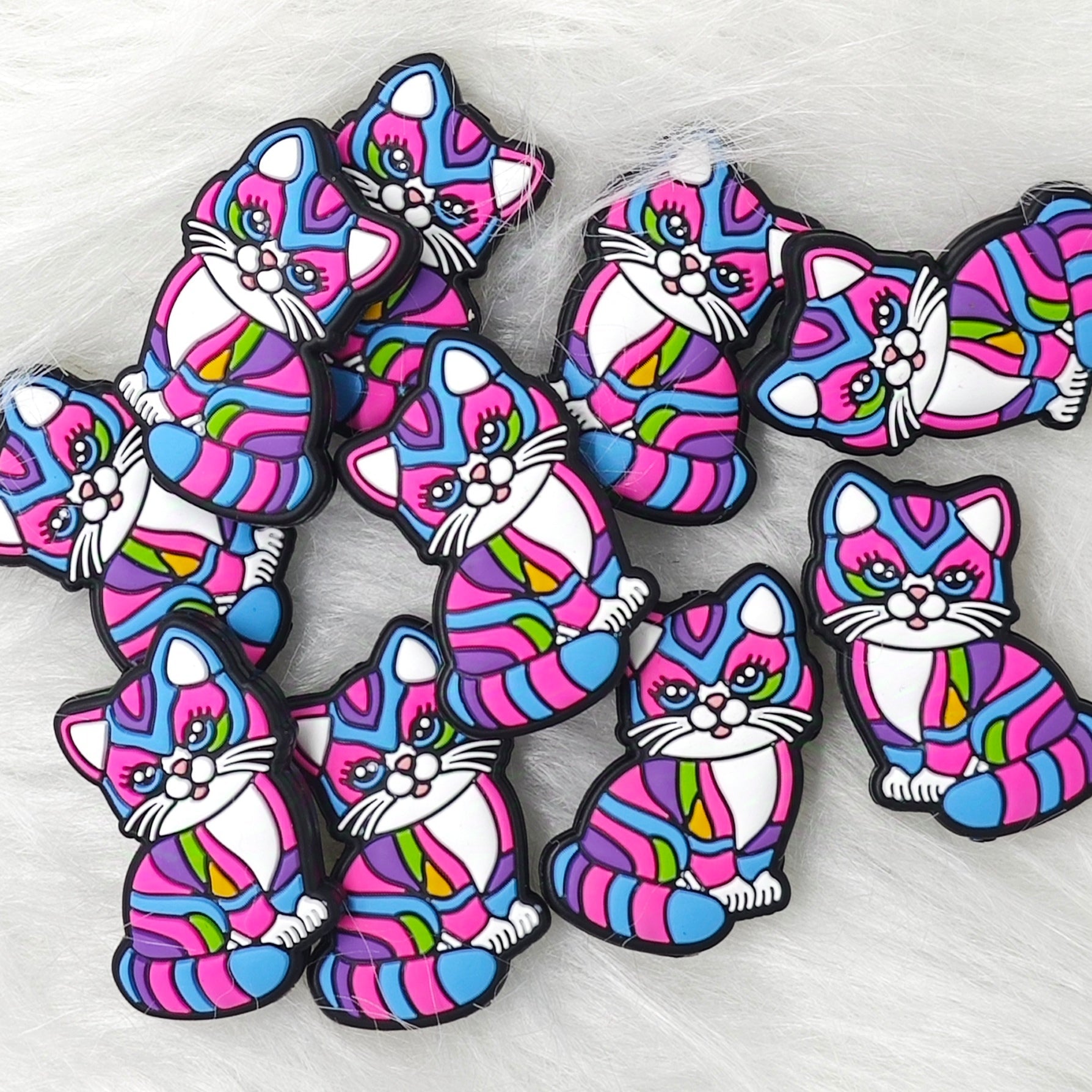 Colorful Cat Silicone Focal Beads wholesale, Animal Shape Silicone focal beads for pens