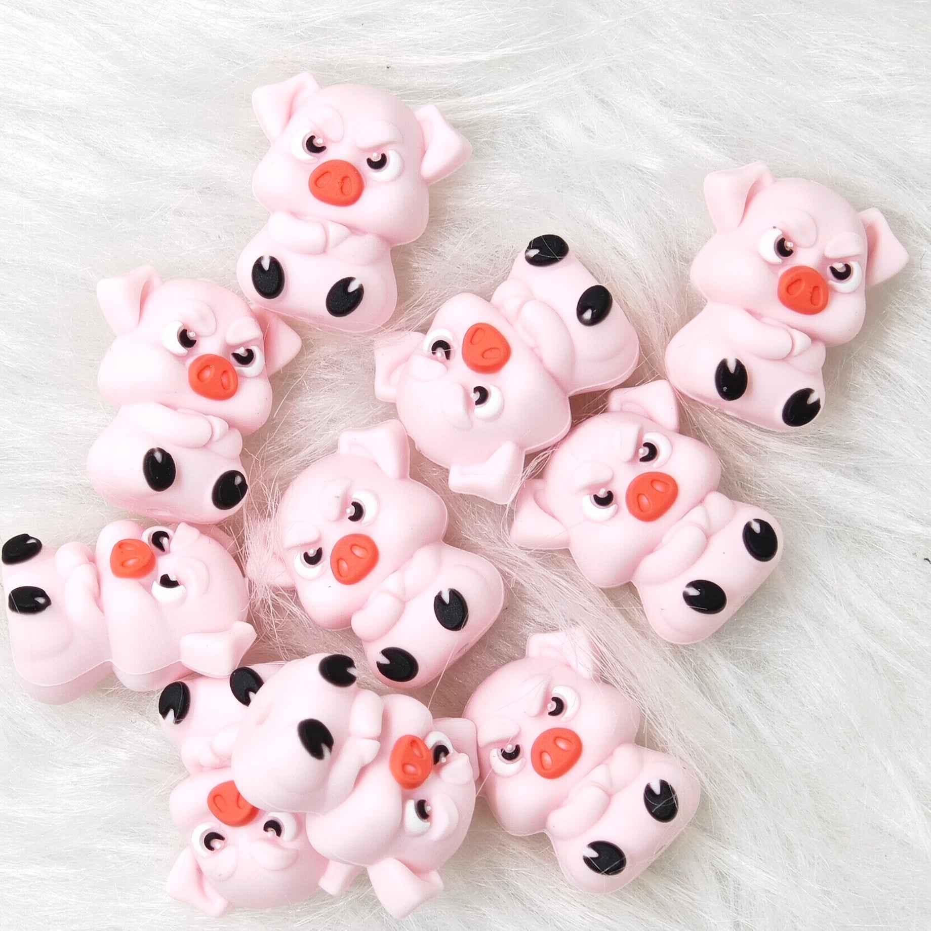 3D Angry Pig Silicone Focal Beads, animal focal beads